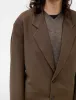 Oversized Blazer with Pleats Crepe Wool Brown sold by SHOP NEIGHBOR