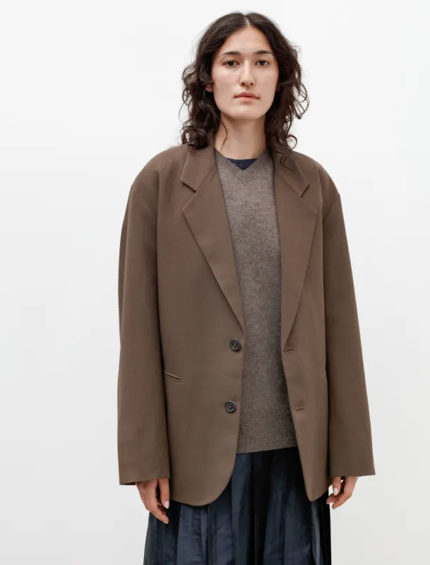 Oversized Blazer with Pleats Crepe Wool Brown sold by SHOP NEIGHBOR