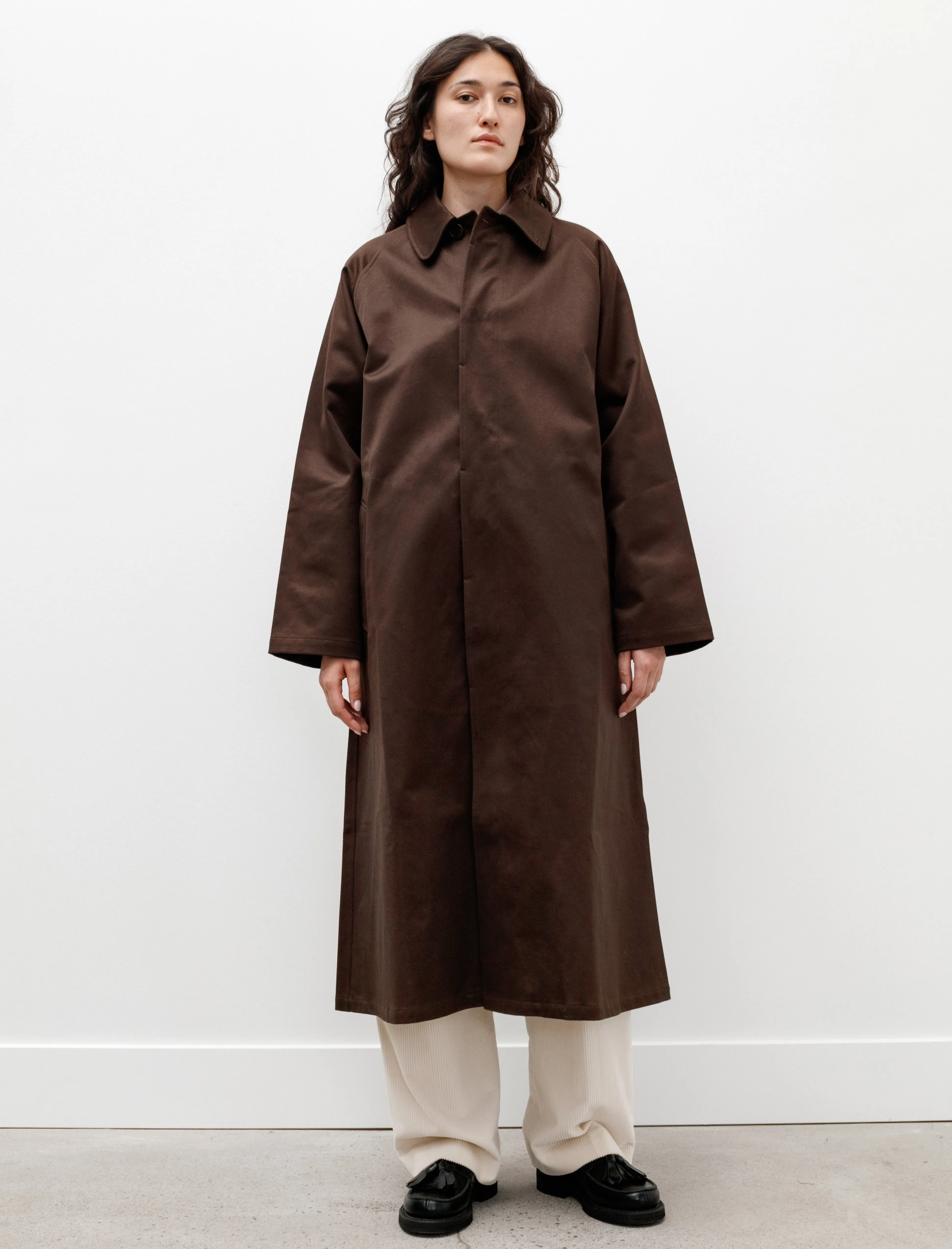 Oversized Long Trench Cotton Satin Brown sold by SHOP NEIGHBOR product image thumbnail 5