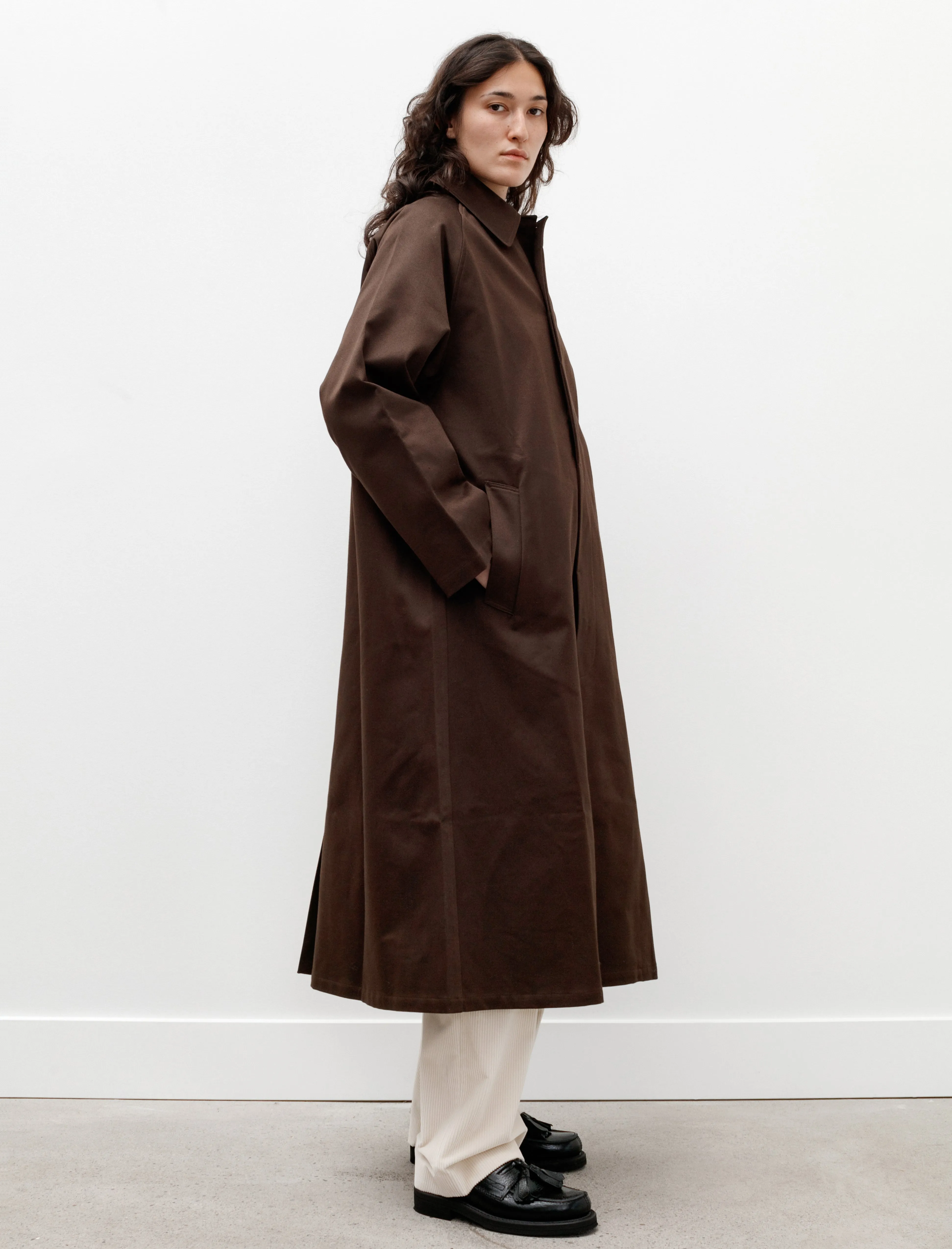 Oversized Long Trench Cotton Satin Brown sold by SHOP NEIGHBOR product image thumbnail 3