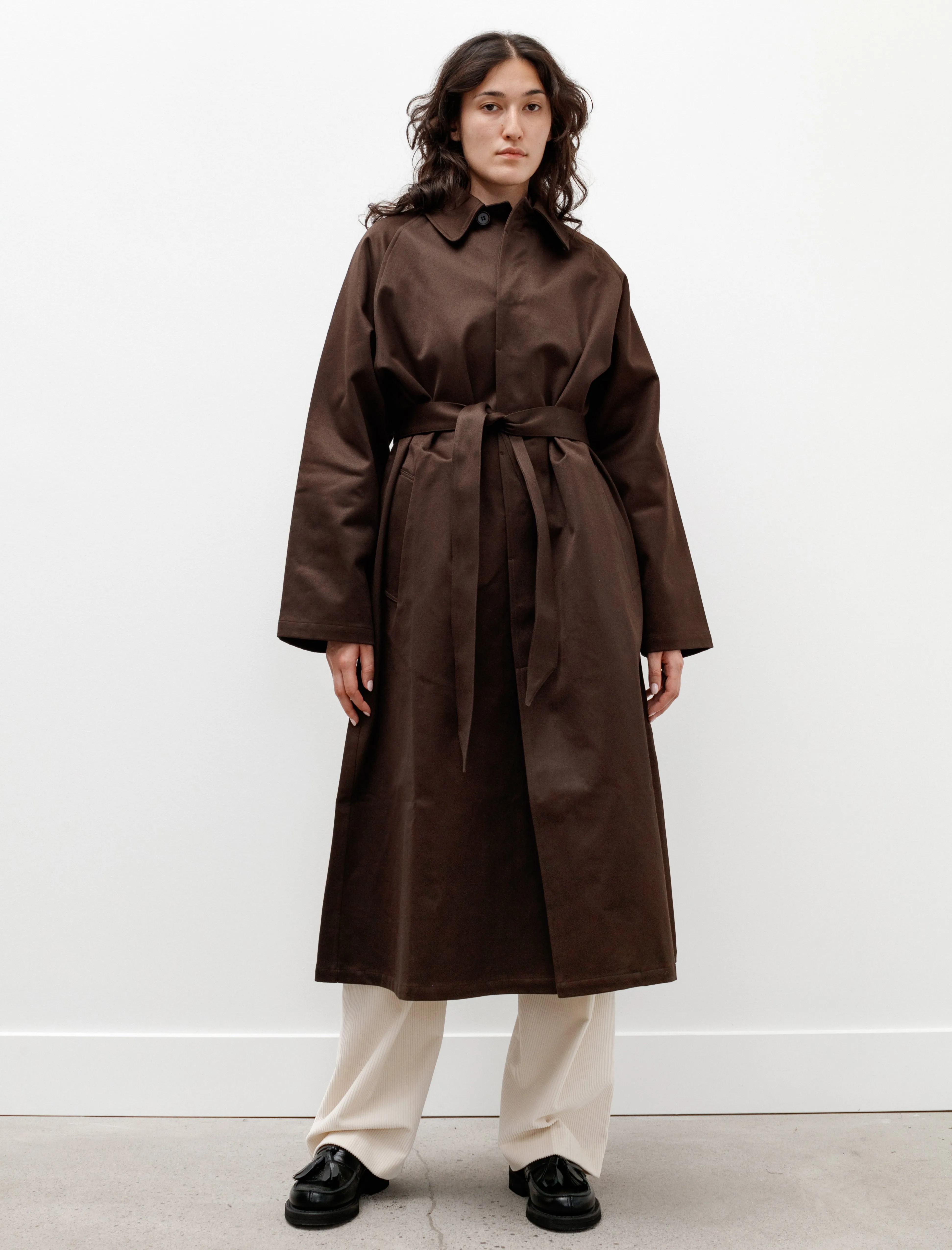 Oversized Long Trench Cotton Satin Brown sold by SHOP NEIGHBOR product image thumbnail 2