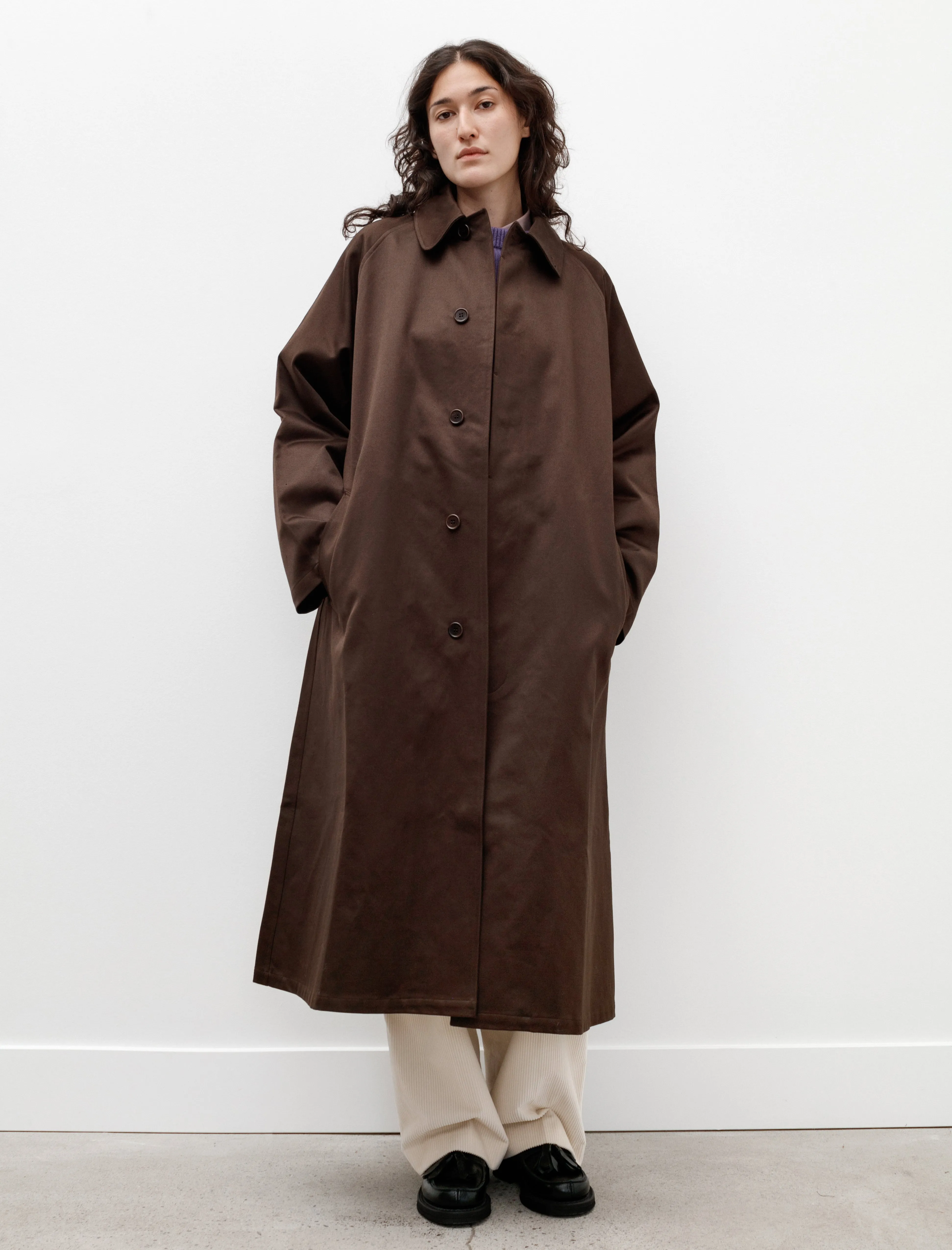 Oversized Long Trench Cotton Satin Brown sold by SHOP NEIGHBOR product image thumbnail 4