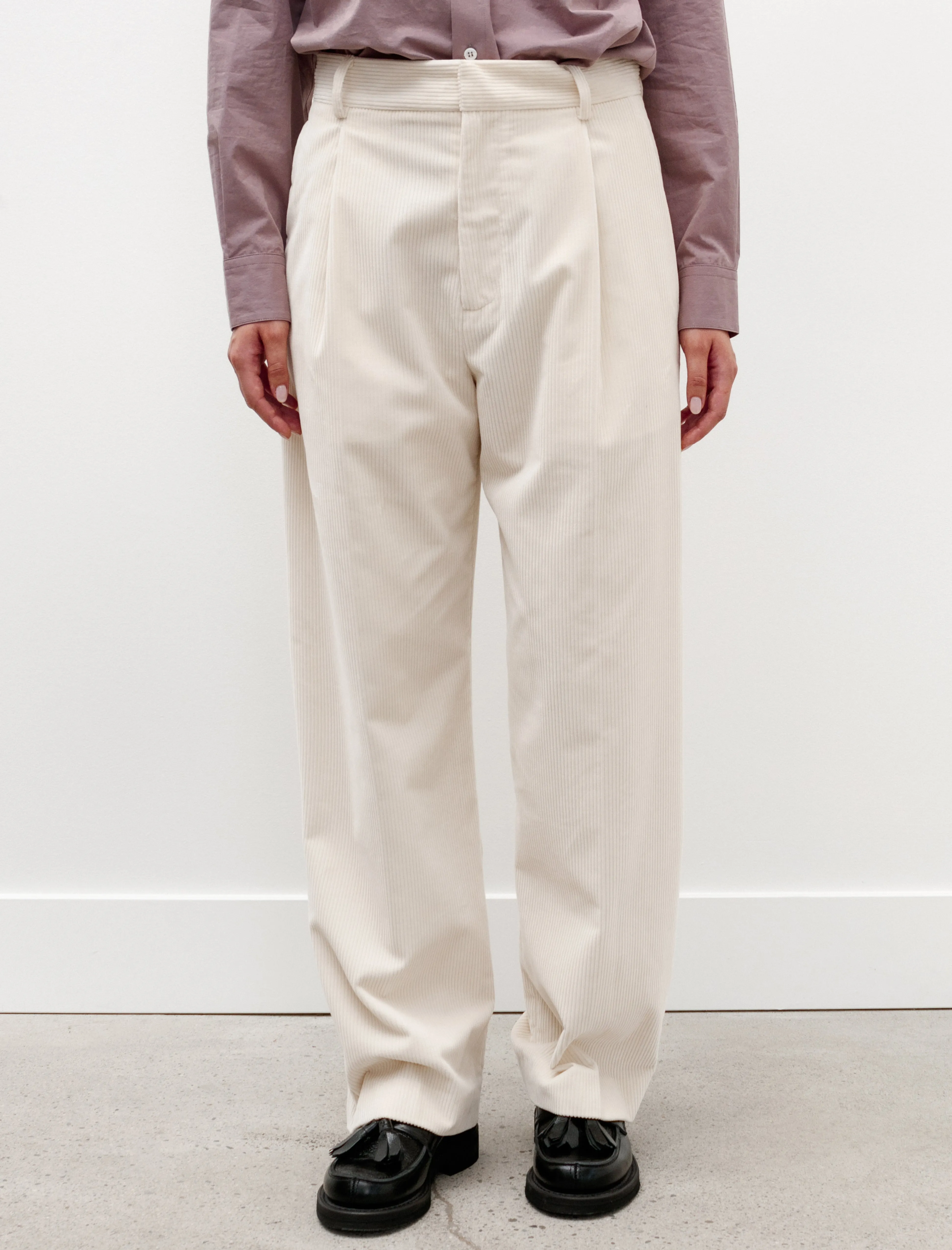 Pleated Trousers Corduroy White sold by SHOP NEIGHBOR product image thumbnail 2