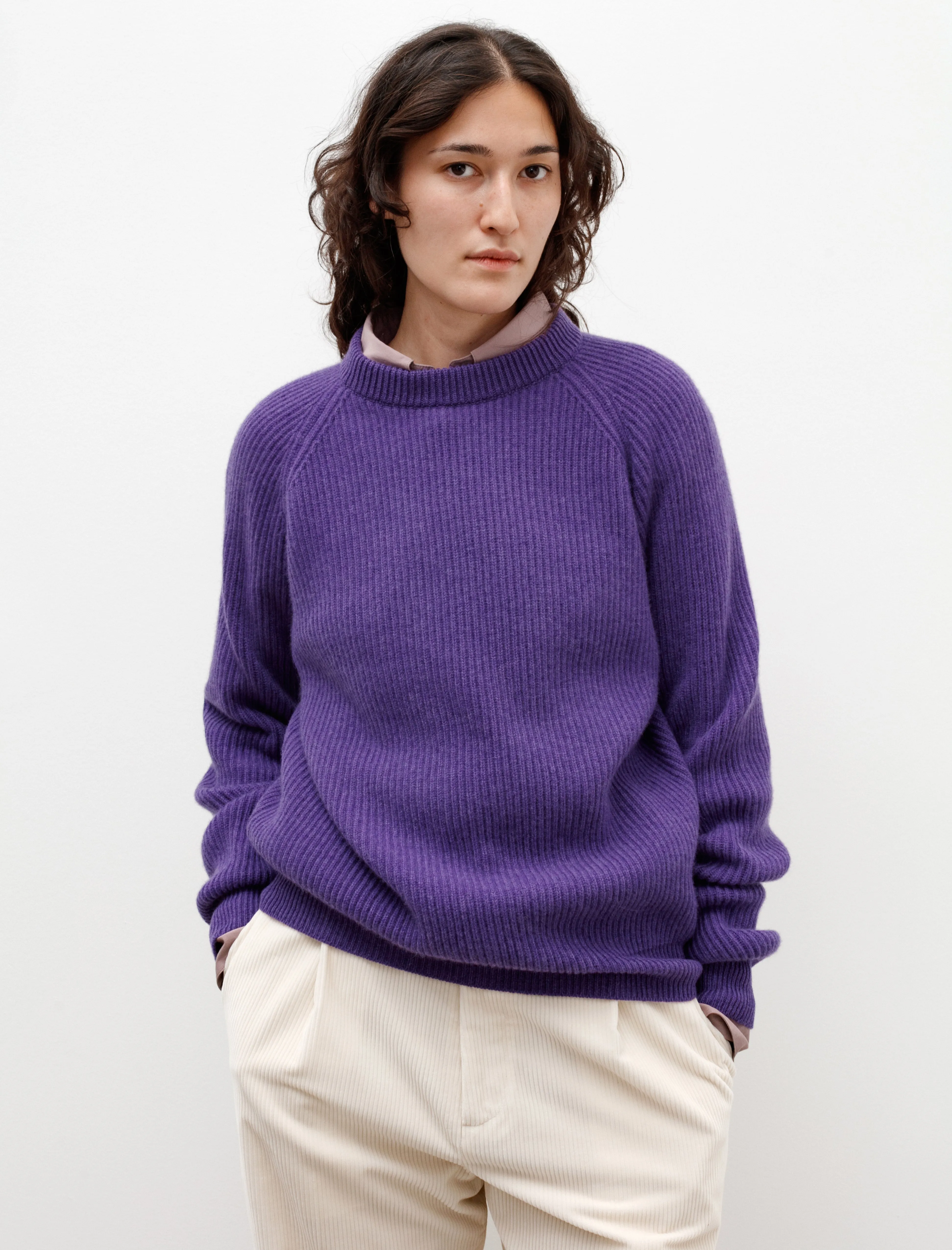 Ribbed Raglan Cashmere Sweater Purple sold by SHOP NEIGHBOR