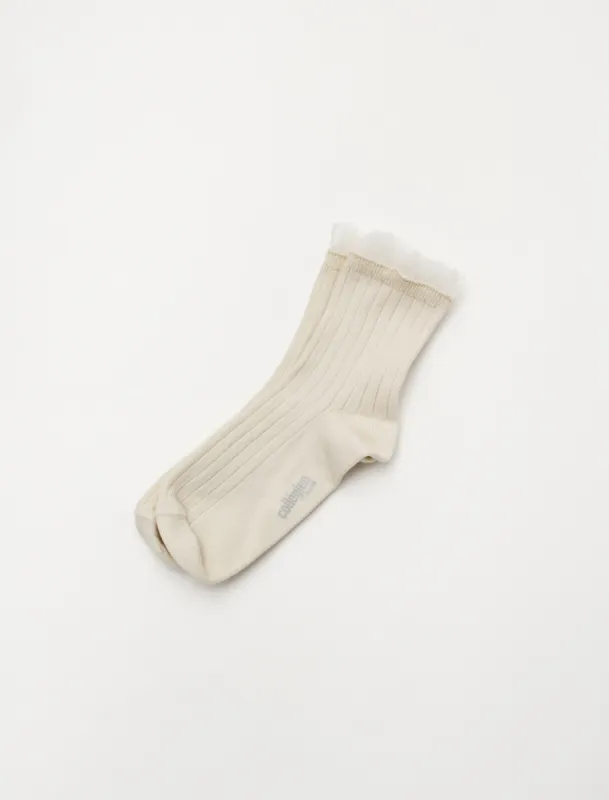 Margaux Tulle Socks Doux Agneau White sold by SHOP NEIGHBOR