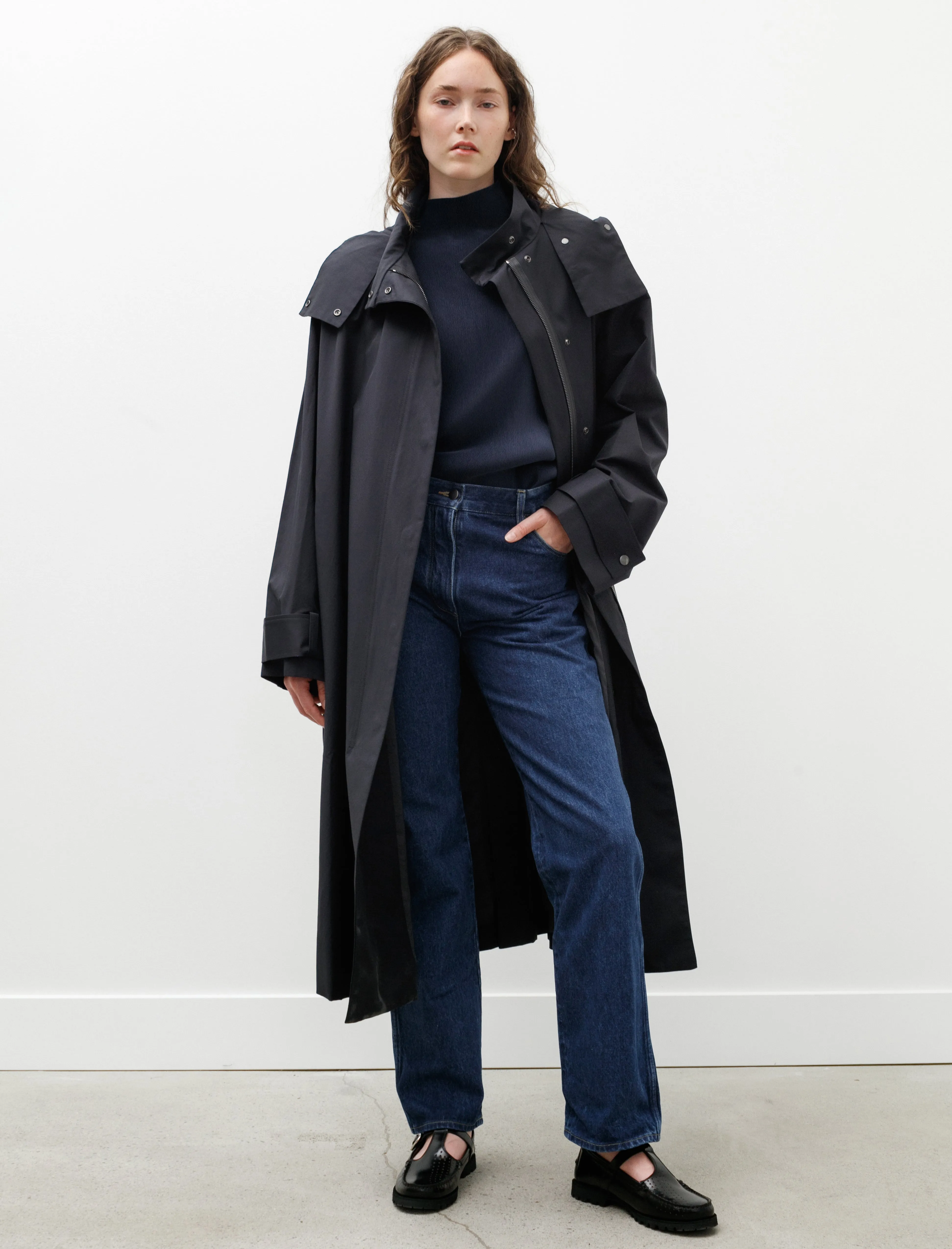 Tana Showerproof Coated Cotton Coat Darkest Navy sold by SHOP NEIGHBOR