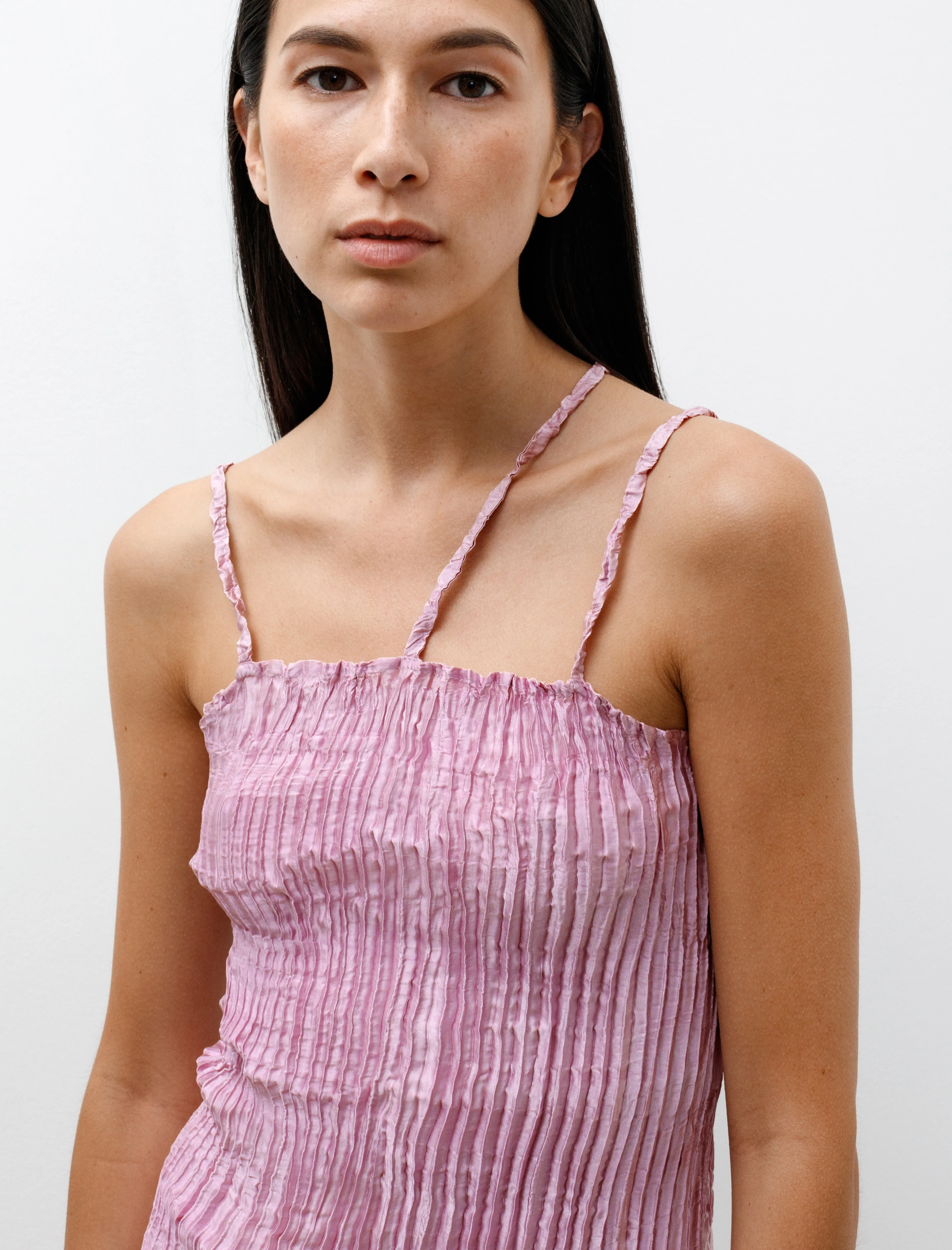 Straps Short Plissé Dress Cochineal-Chlorophyll sold by SHOP NEIGHBOR product image thumbnail 2