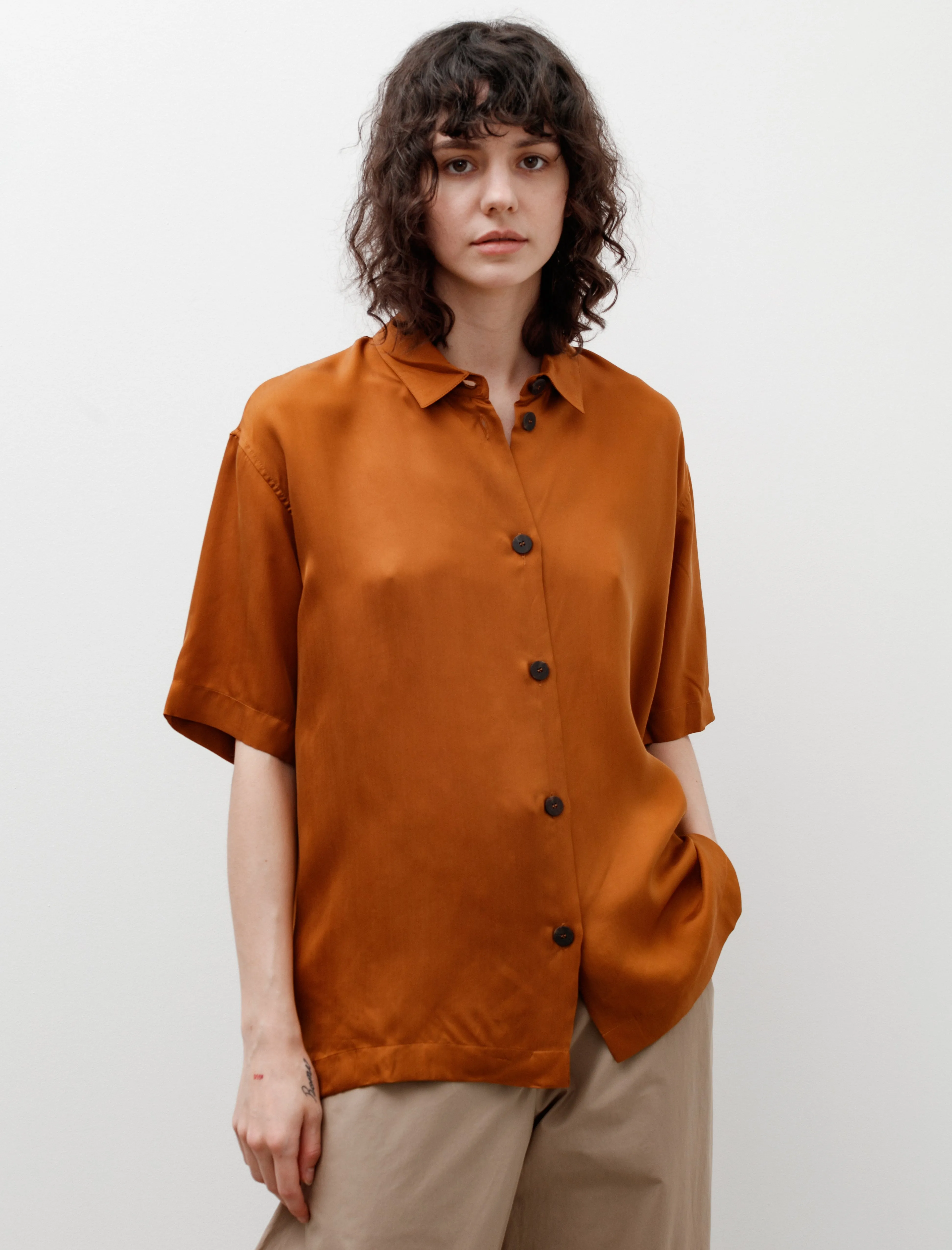 Piero Shirt Satin Cupro Amber sold by SHOP NEIGHBOR product image thumbnail 5