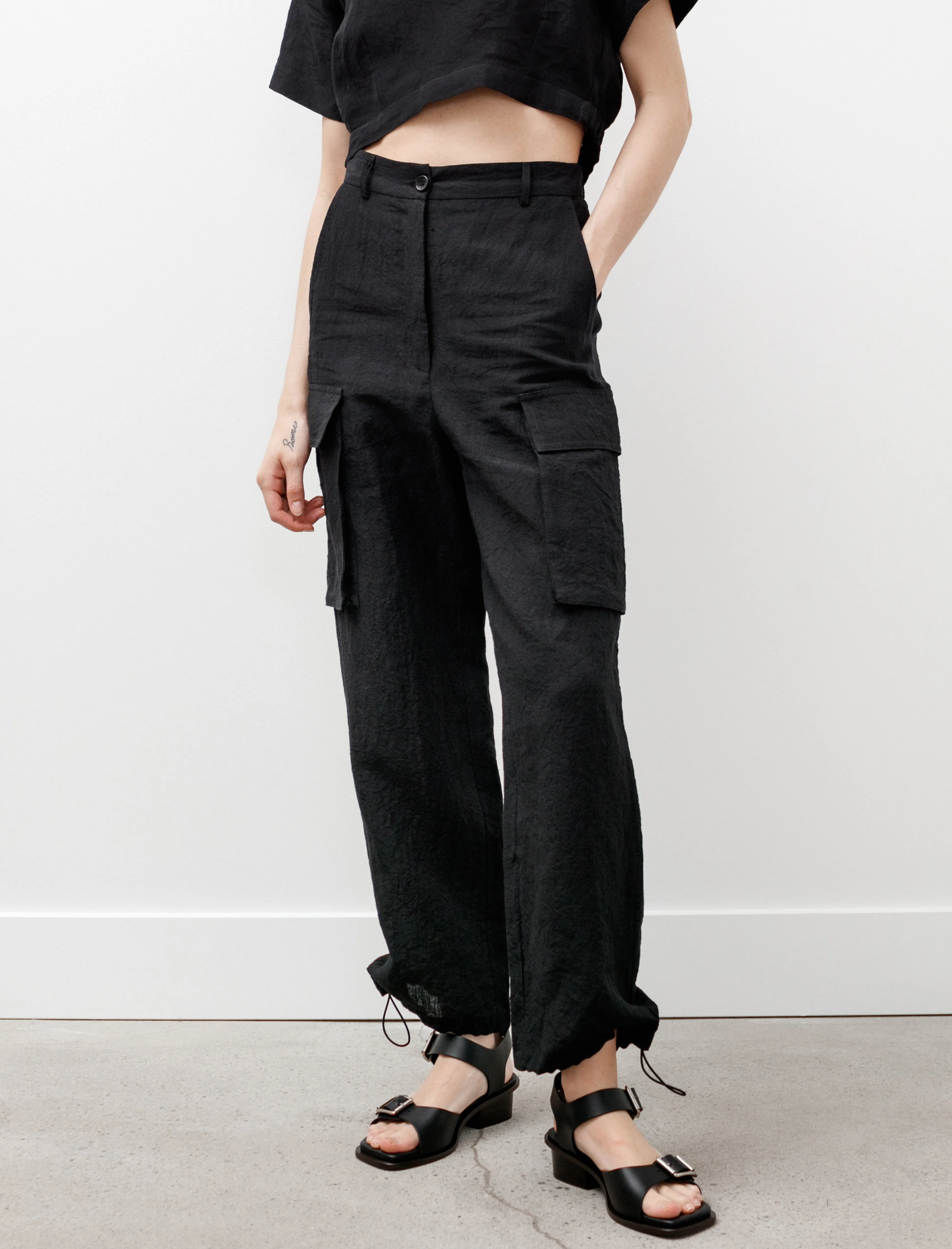 Cargo Pants Linen Black sold by SHOP NEIGHBOR product image thumbnail 2