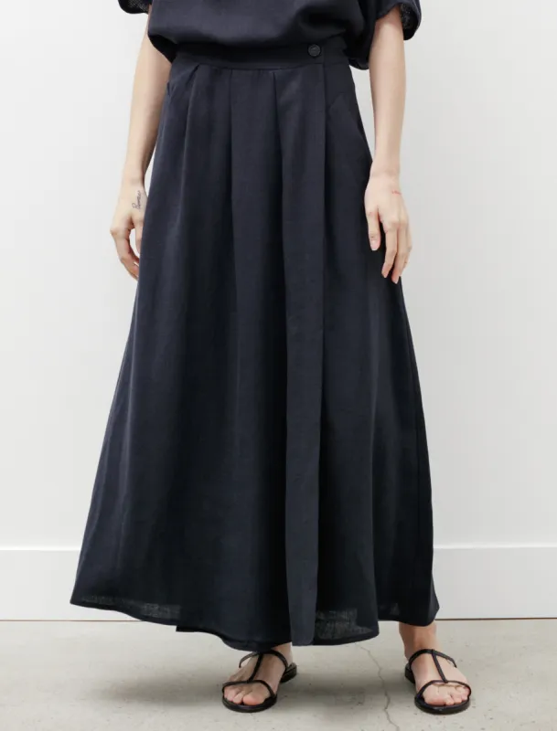 Long Skirt Linen Navy made by SHOP NEIGHBOR