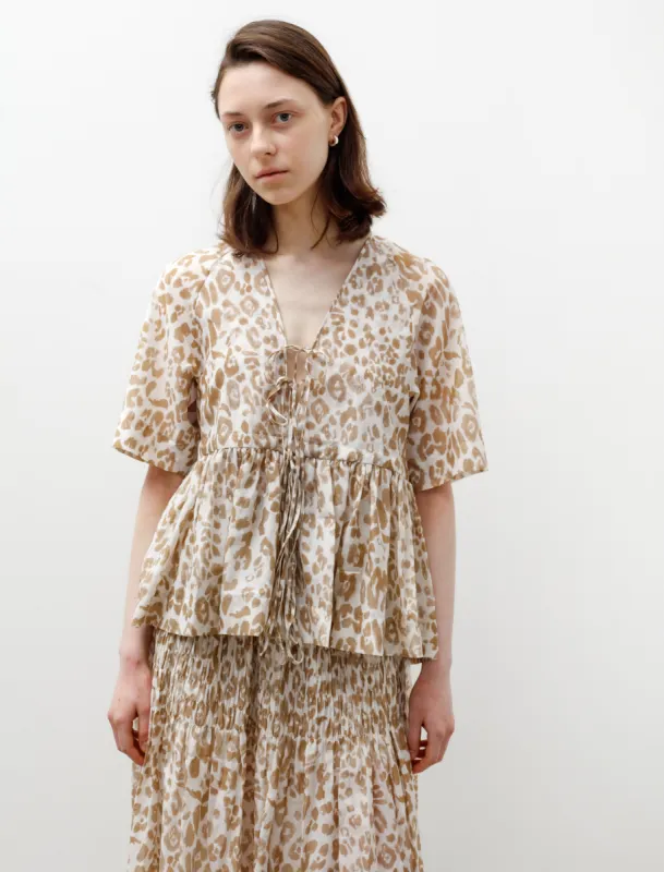 Mina Top Leopard Beige made by Sara Lanzi Womens