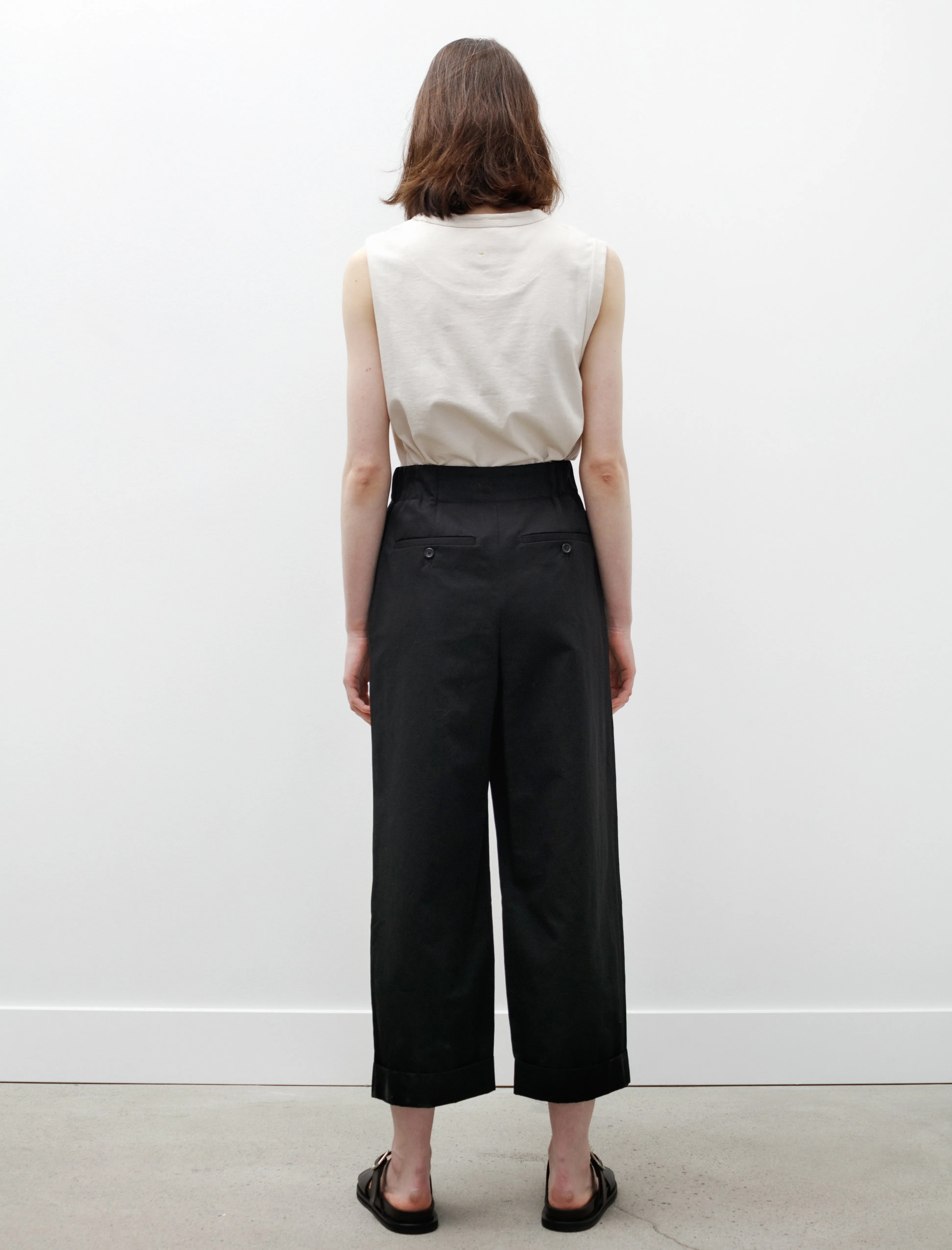 Relaxed Crop Trousers Cotton Linen Twill Black sold by SHOP NEIGHBOR product image thumbnail 4