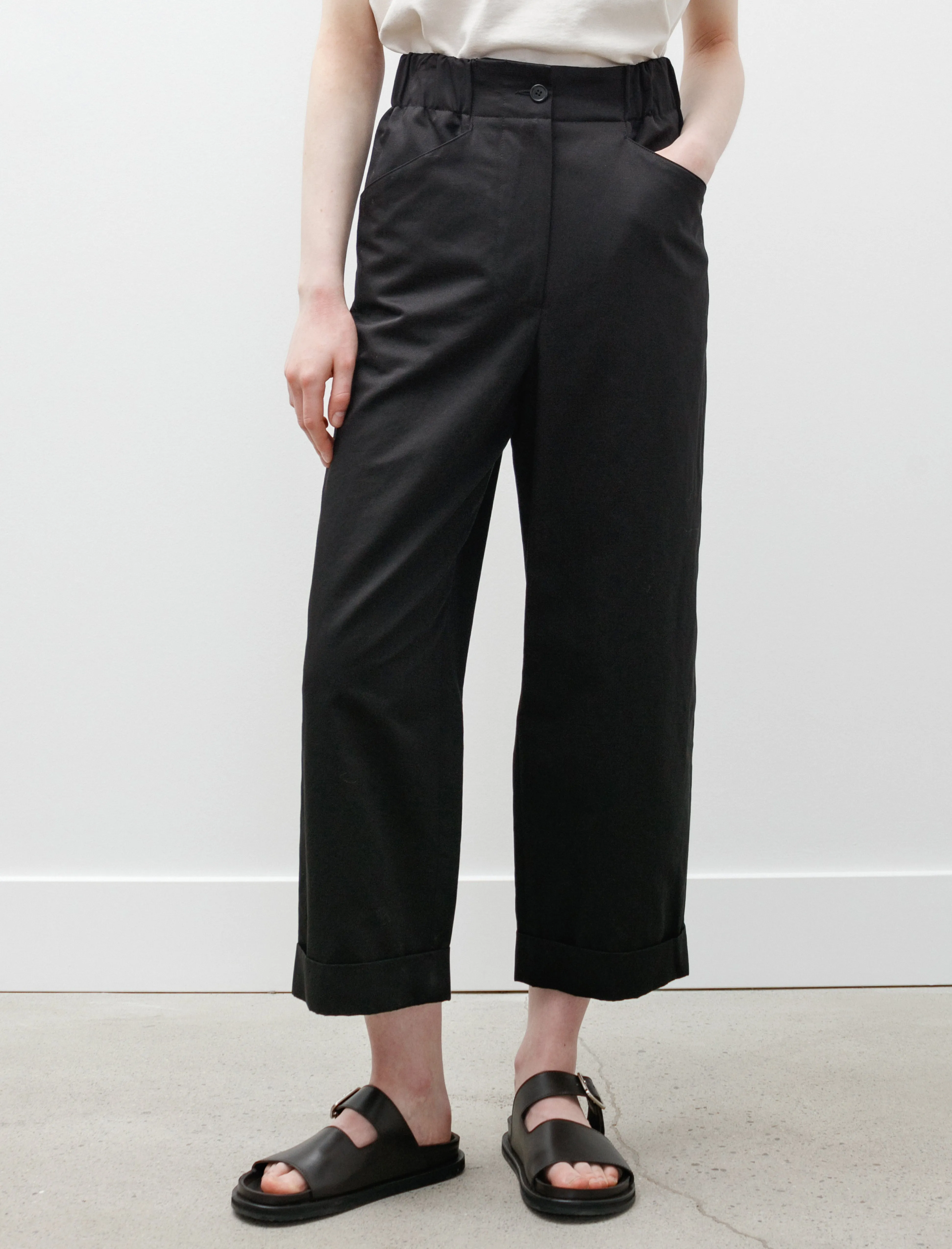 Relaxed Crop Trousers Cotton Linen Twill Black sold by SHOP NEIGHBOR product image thumbnail 2