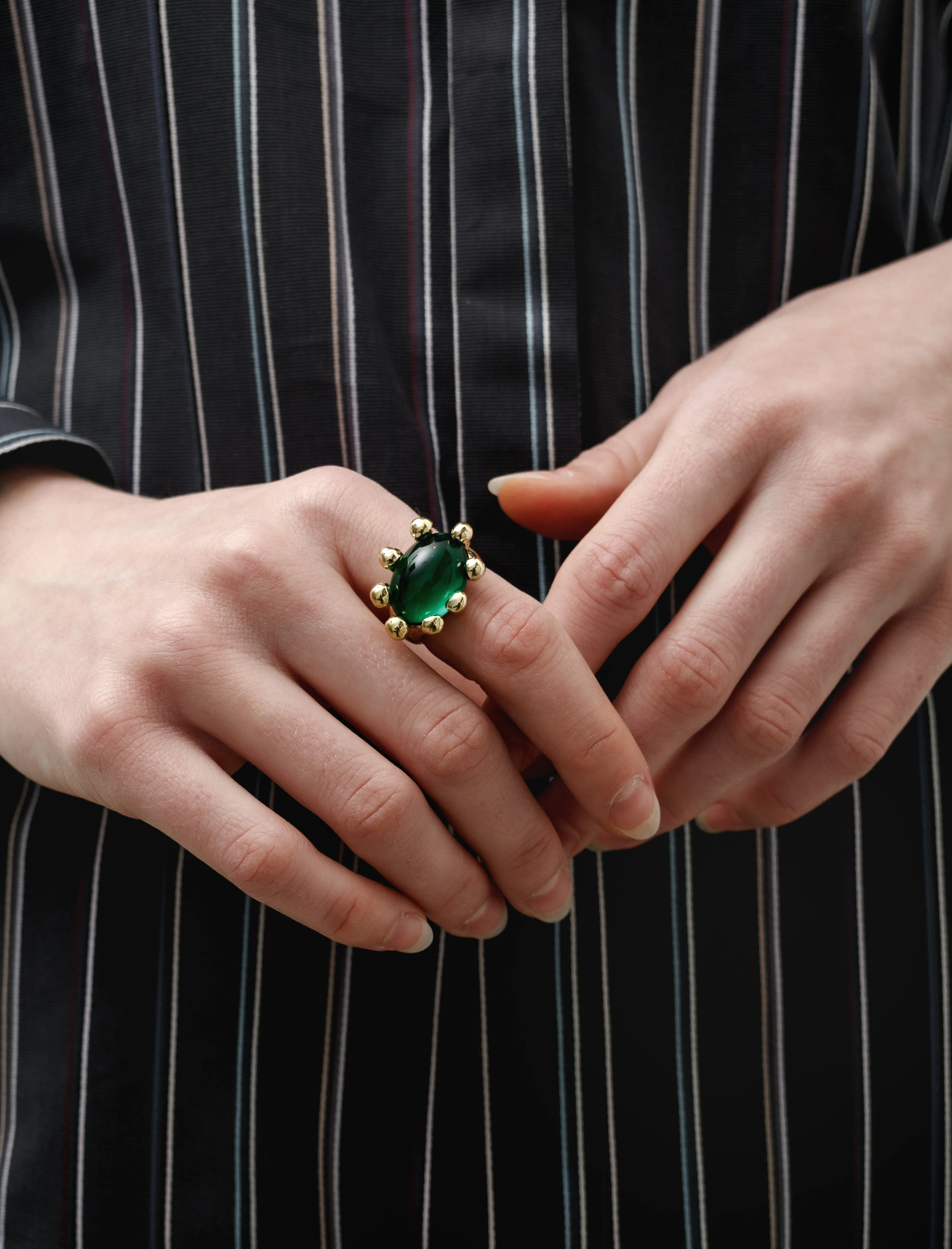 Diva Ring Brass/Emerald sold by SHOP NEIGHBOR