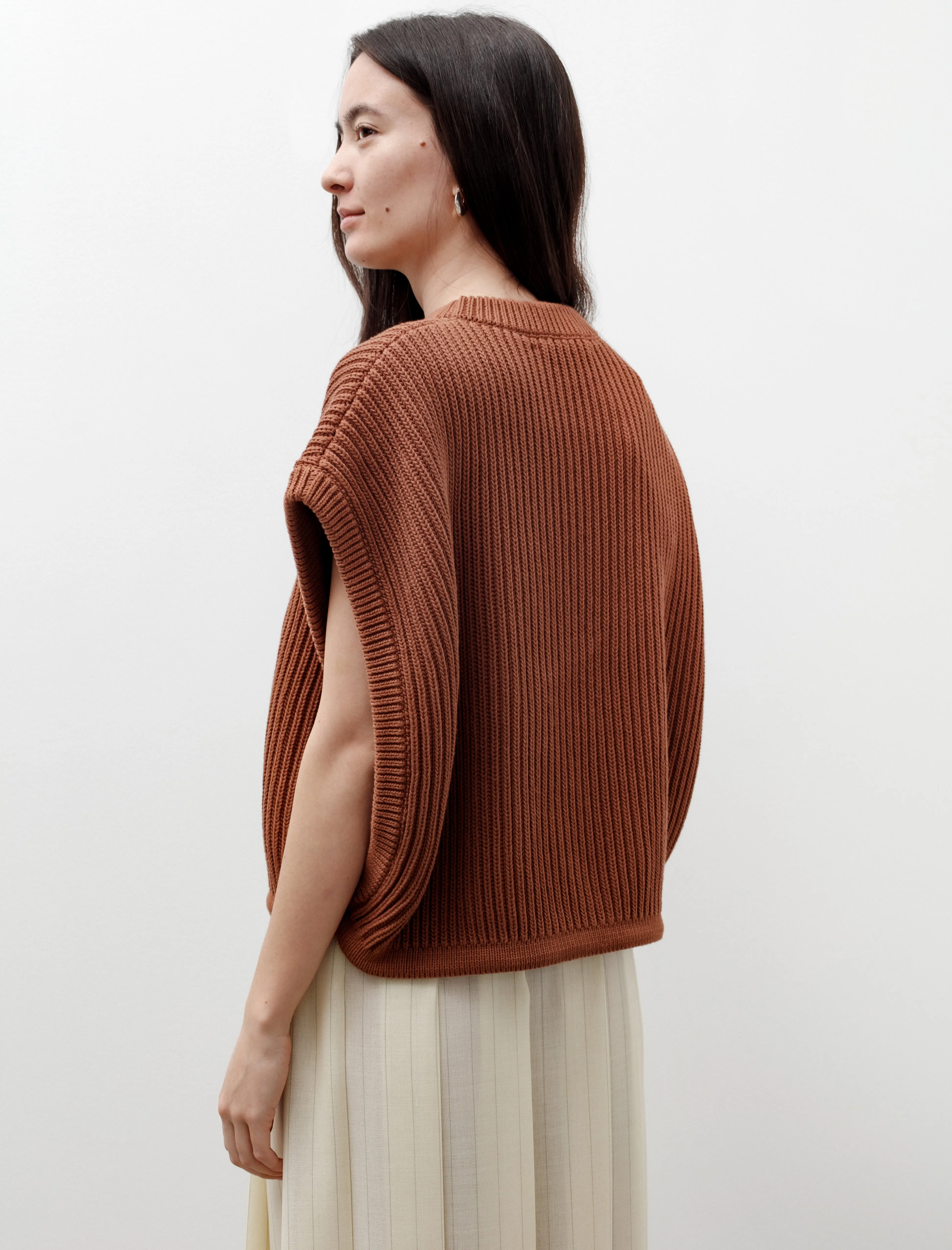 Large Gilet with Leather Details Tobacco sold by SHOP NEIGHBOR product image thumbnail 5