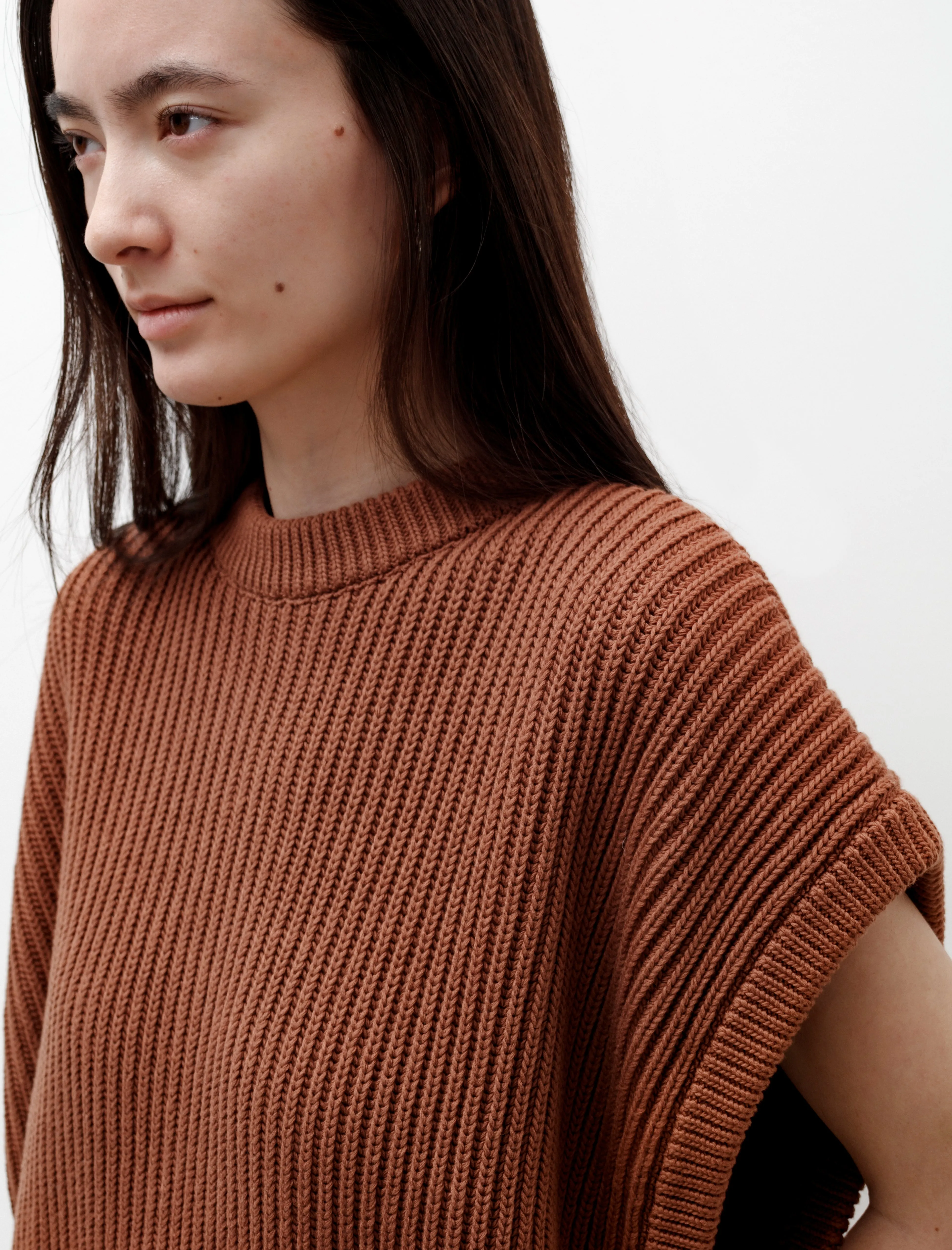 Large Gilet with Leather Details Tobacco sold by SHOP NEIGHBOR product image thumbnail 3