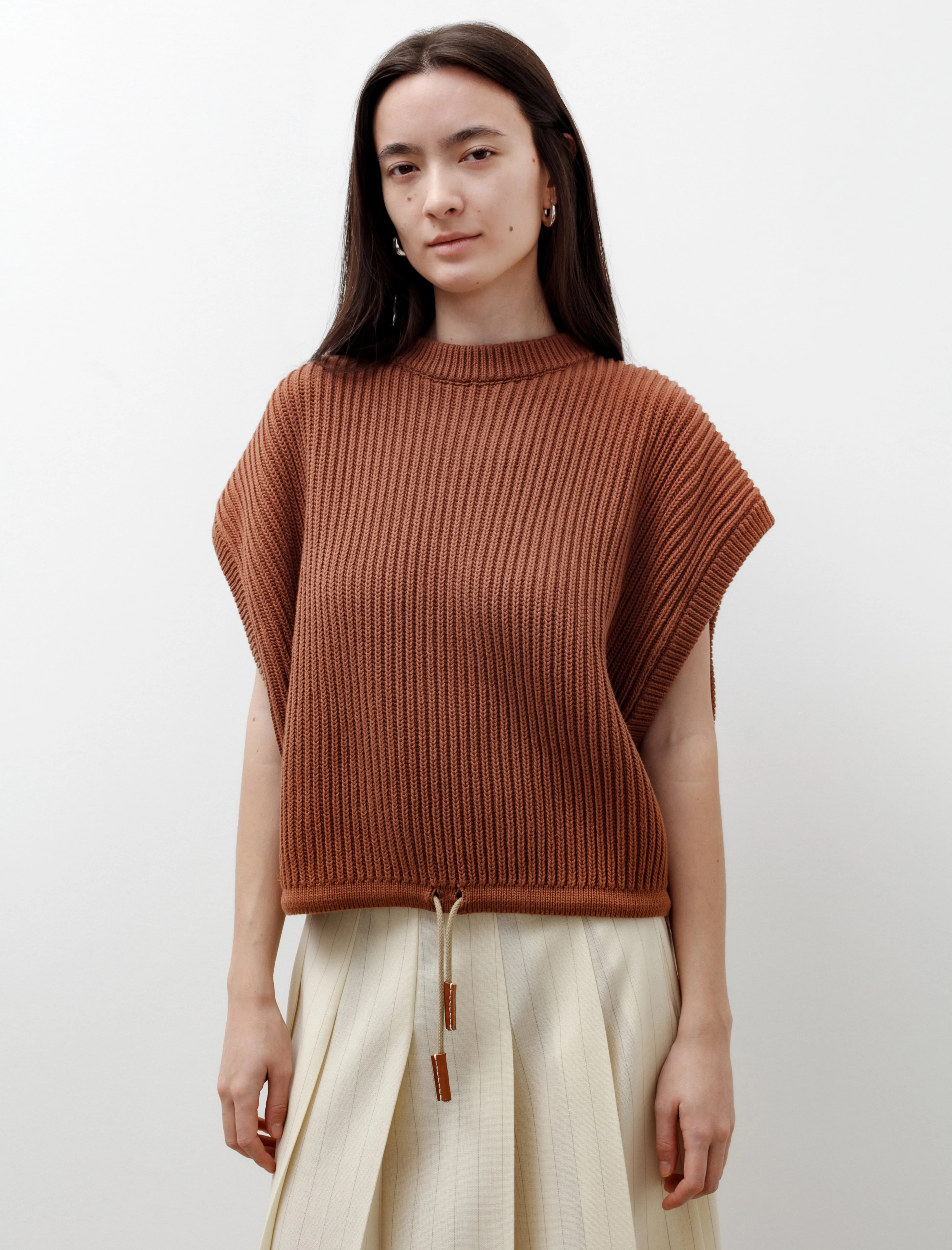 Large Gilet with Leather Details Tobacco sold by SHOP NEIGHBOR product image thumbnail 2