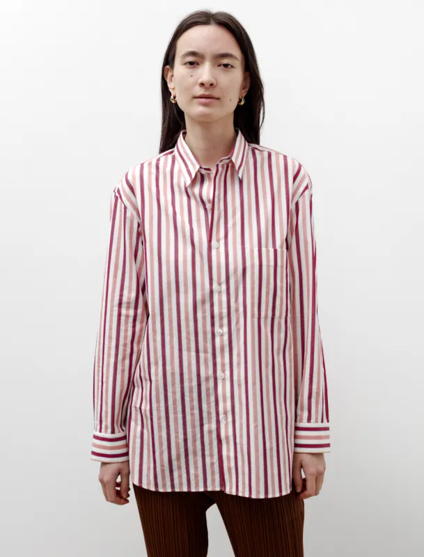 Handmade Classic Collar Shirt White with Pink Stripes made by SHOP NEIGHBOR