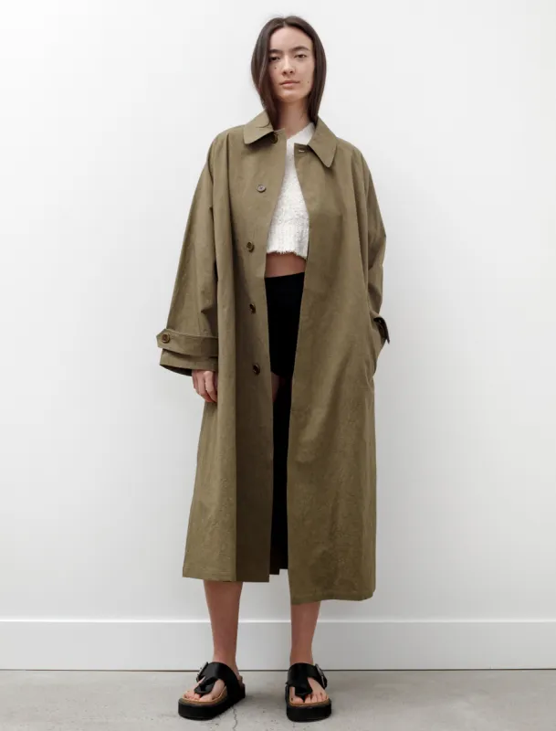 Oversized Trench Coat Cotton Linen Dark Olive sold by SHOP NEIGHBOR