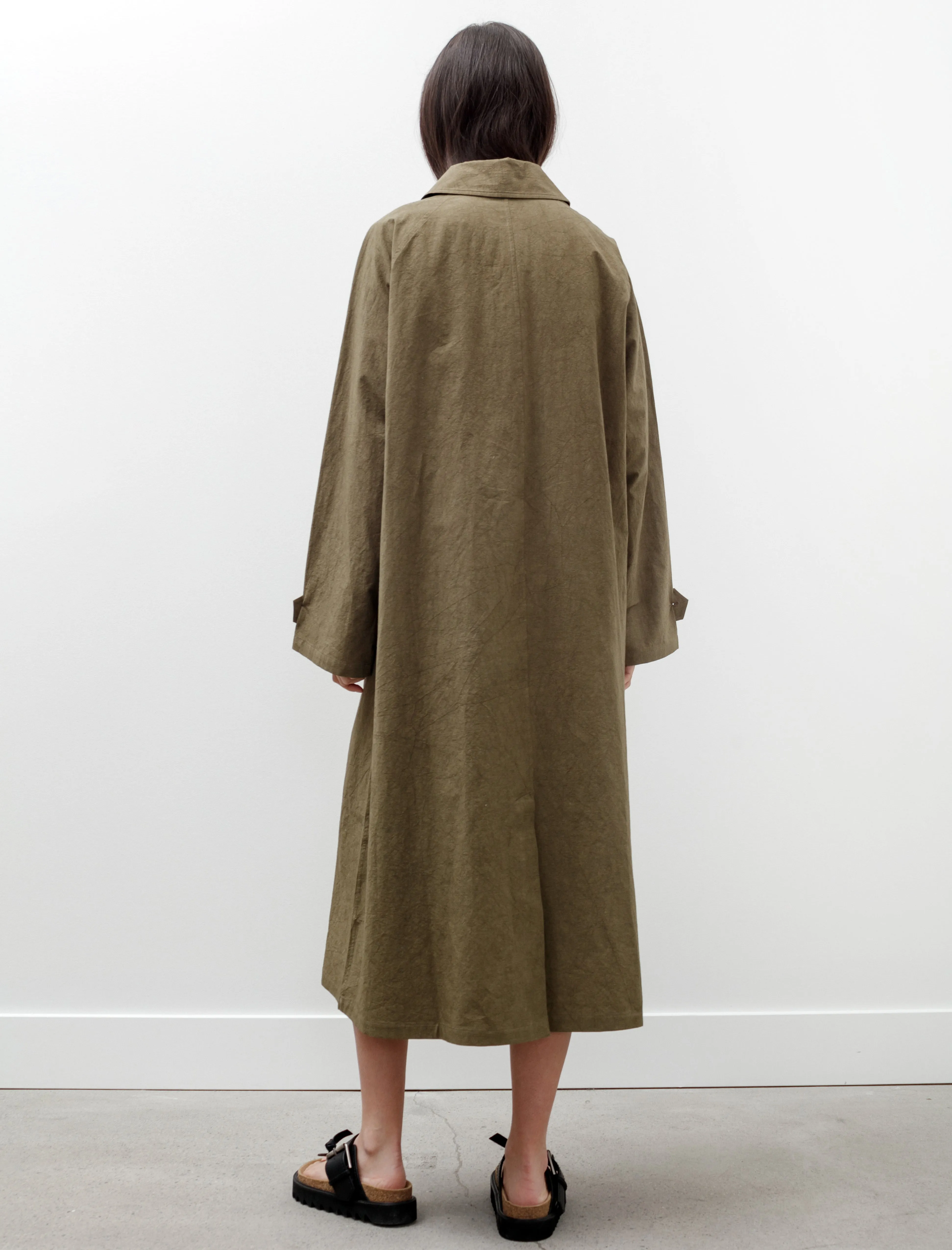 Oversized Trench Coat Cotton Linen Dark Olive sold by SHOP NEIGHBOR product image thumbnail 4