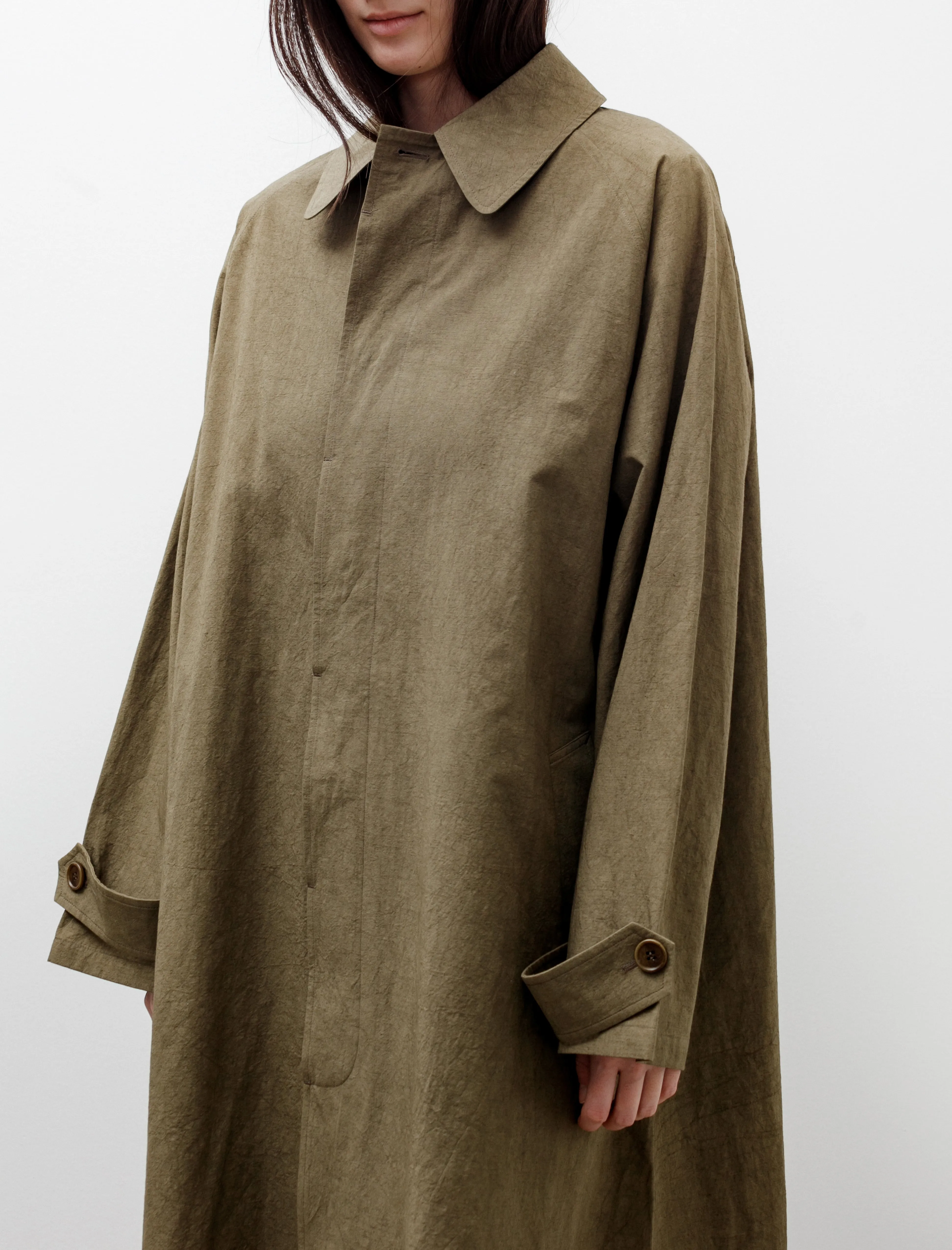 Oversized Trench Coat Cotton Linen Dark Olive sold by SHOP NEIGHBOR product image thumbnail 5