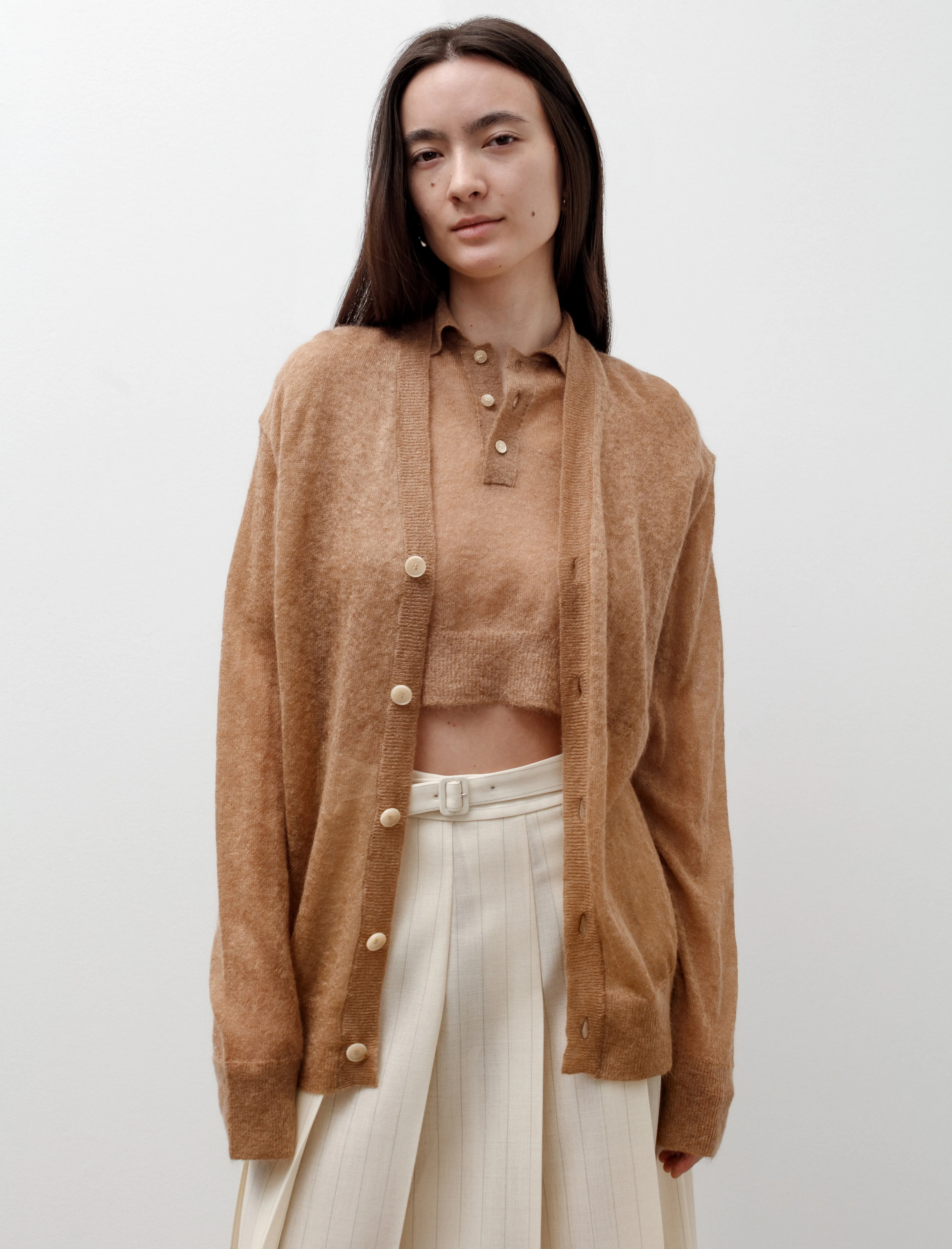 Kid Mohair Sheer Knit Cardigan Camel sold by SHOP NEIGHBOR