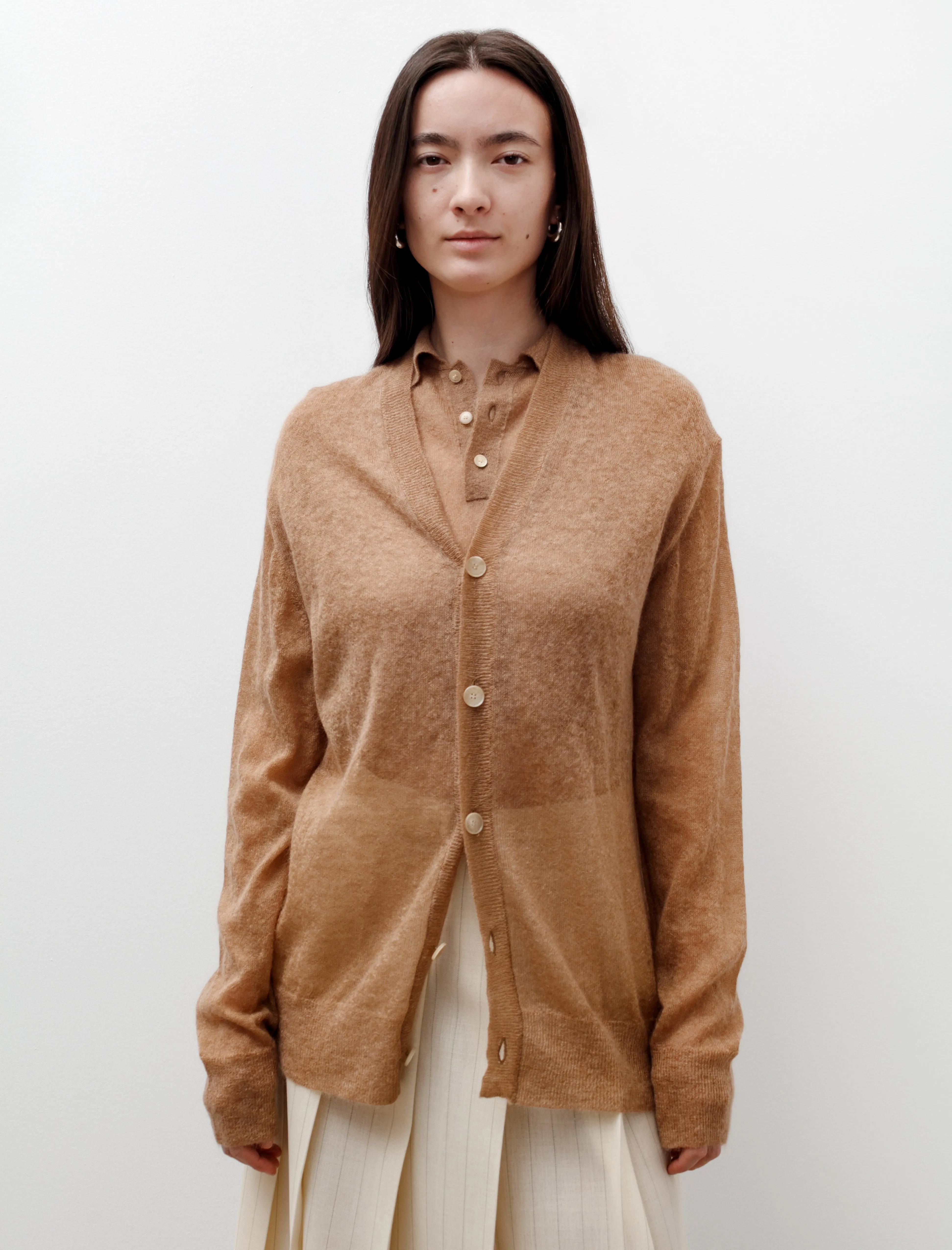 Kid Mohair Sheer Knit Cardigan Camel sold by SHOP NEIGHBOR product image thumbnail 2