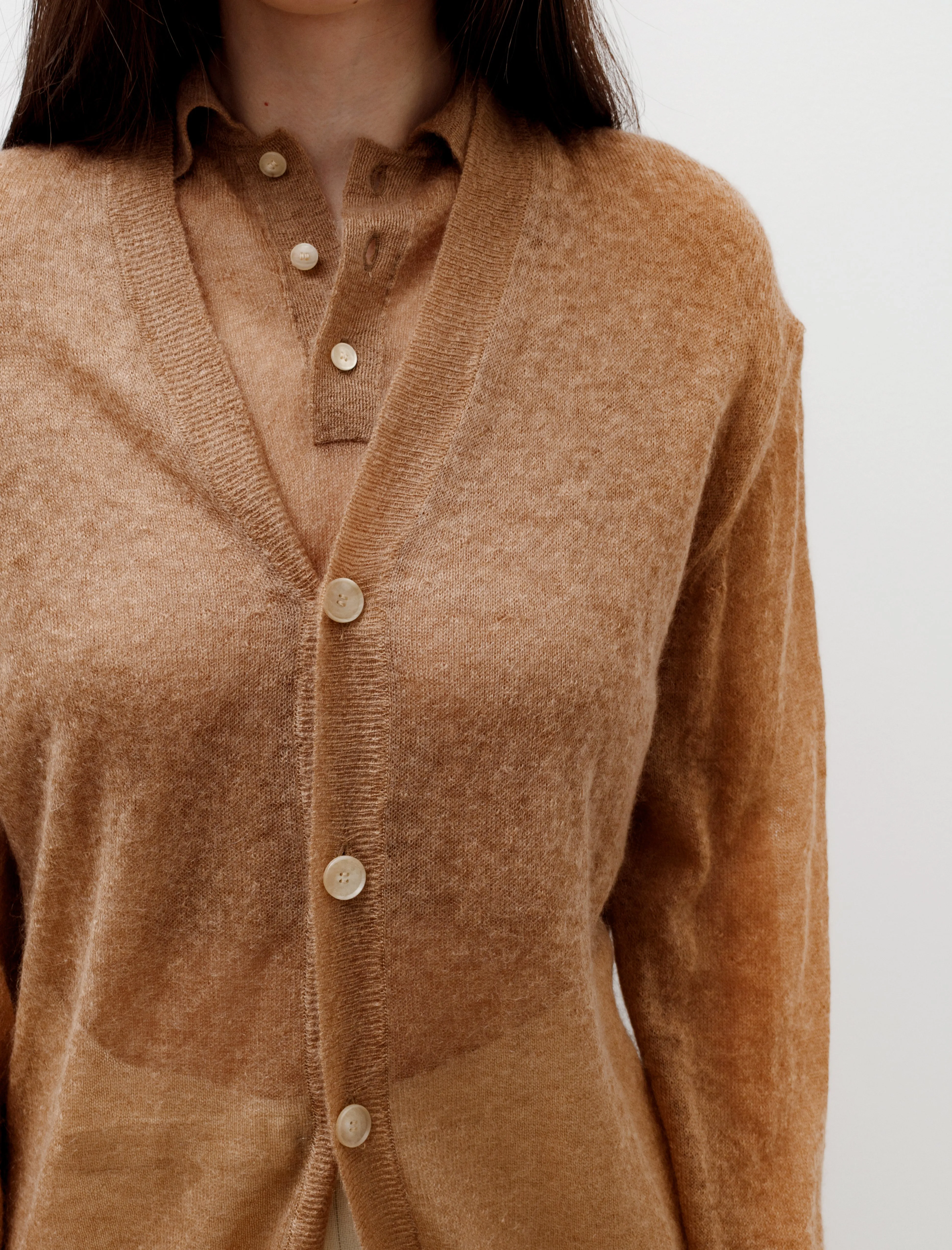 Kid Mohair Sheer Knit Cardigan Camel sold by SHOP NEIGHBOR product image thumbnail 3