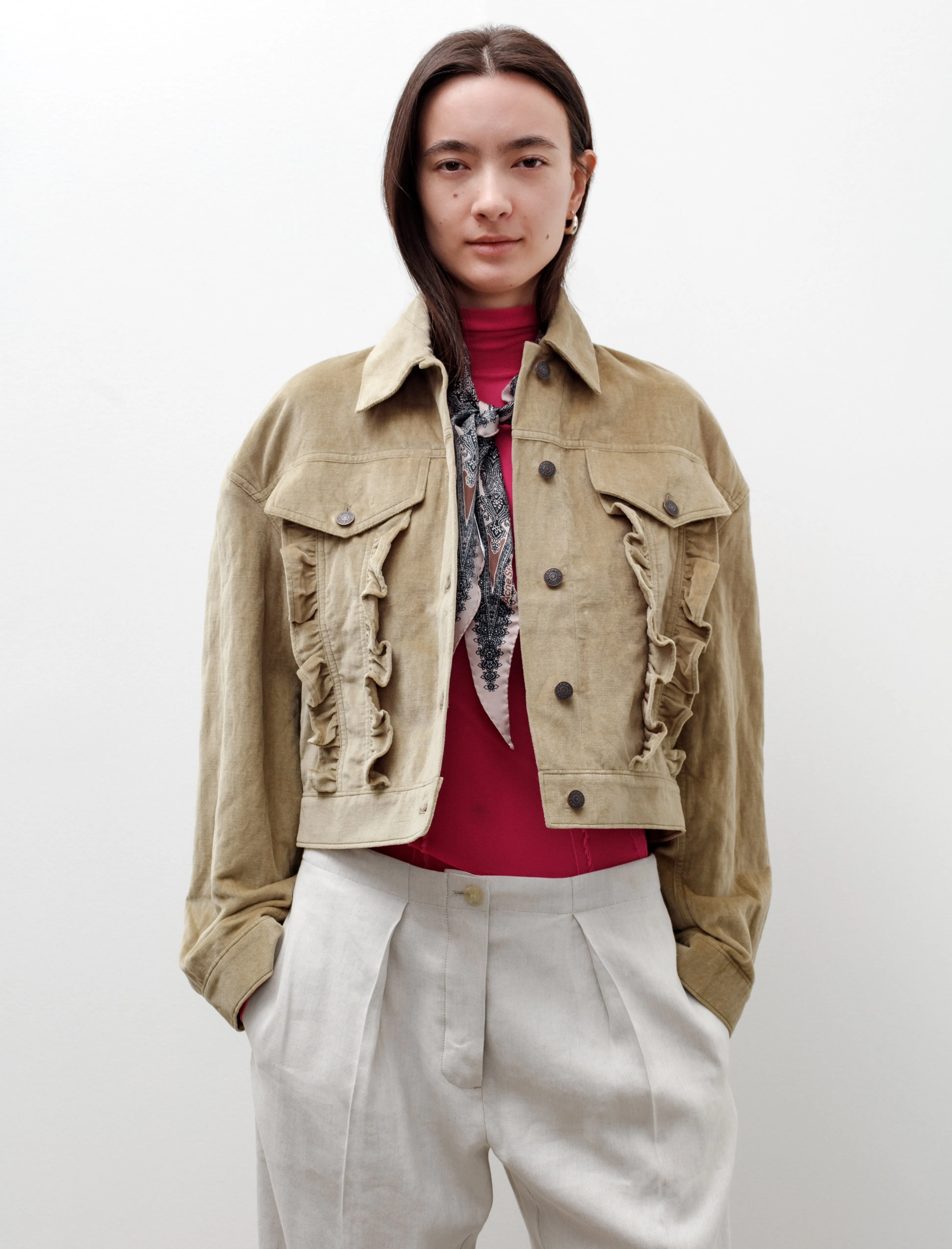 Ruffle Velour Jacket Mud Green sold by SHOP NEIGHBOR product image thumbnail 3