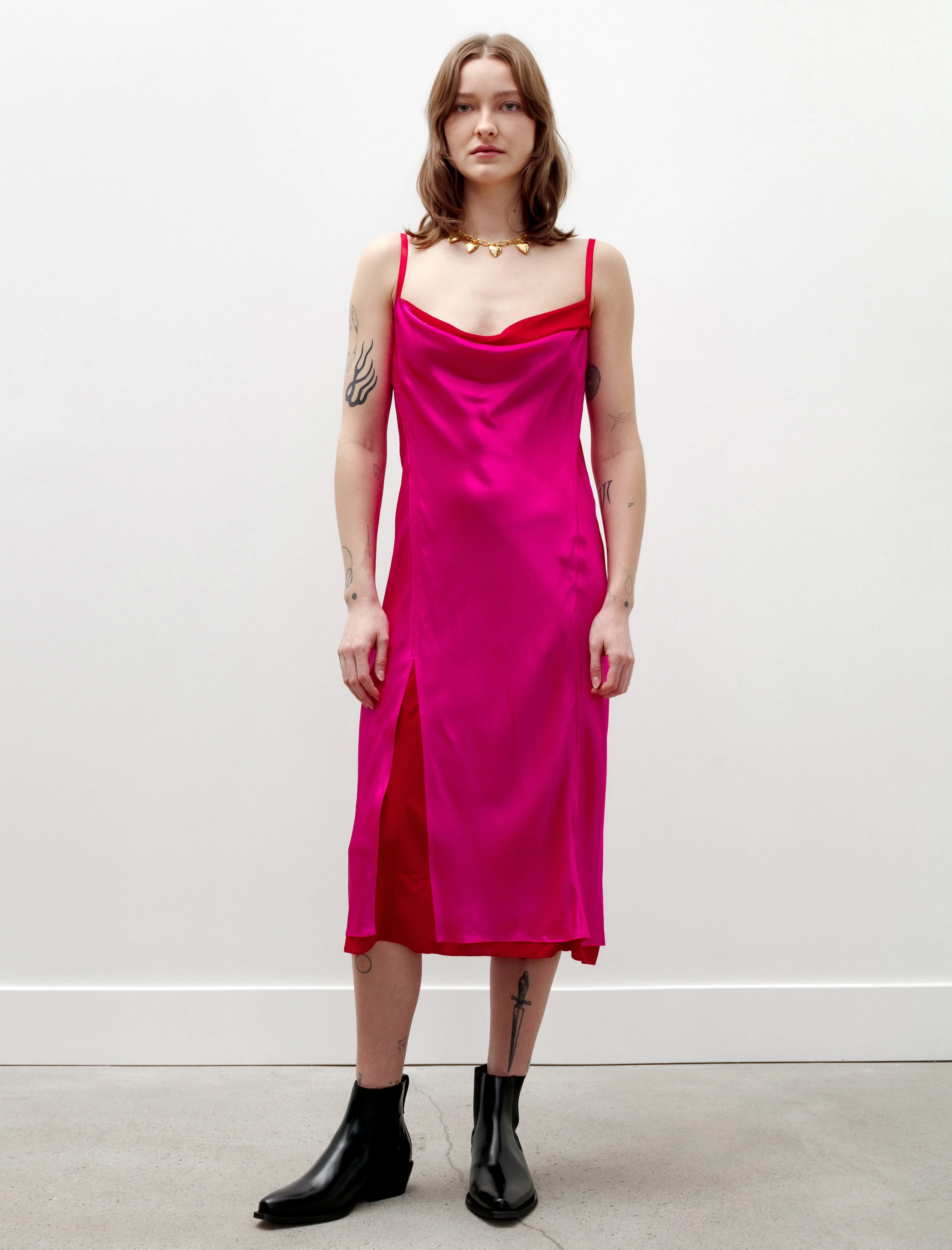 Satin Slip Dress Fuchsia/Red sold by SHOP NEIGHBOR product image thumbnail 2