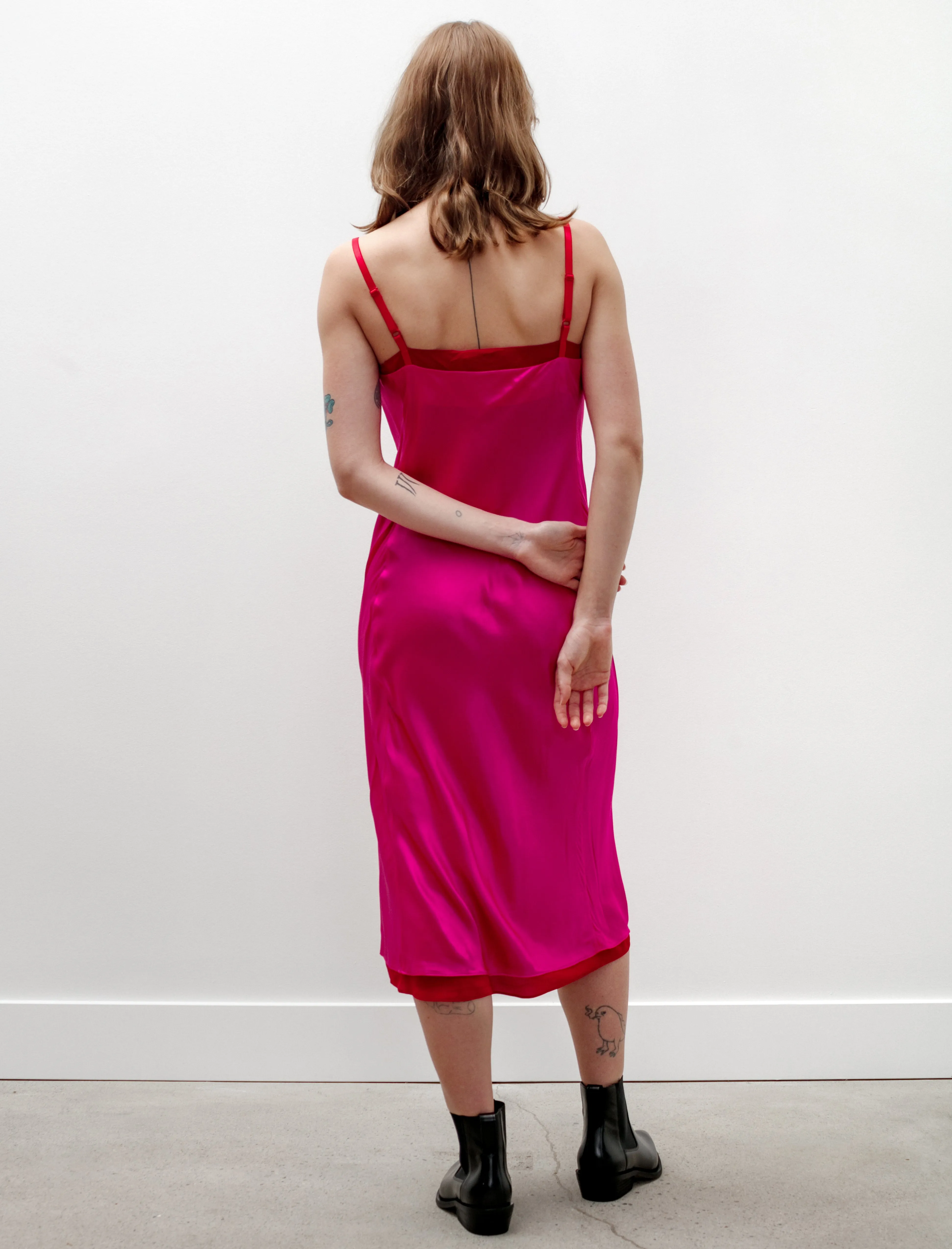 Satin Slip Dress Fuchsia/Red sold by SHOP NEIGHBOR product image thumbnail 3