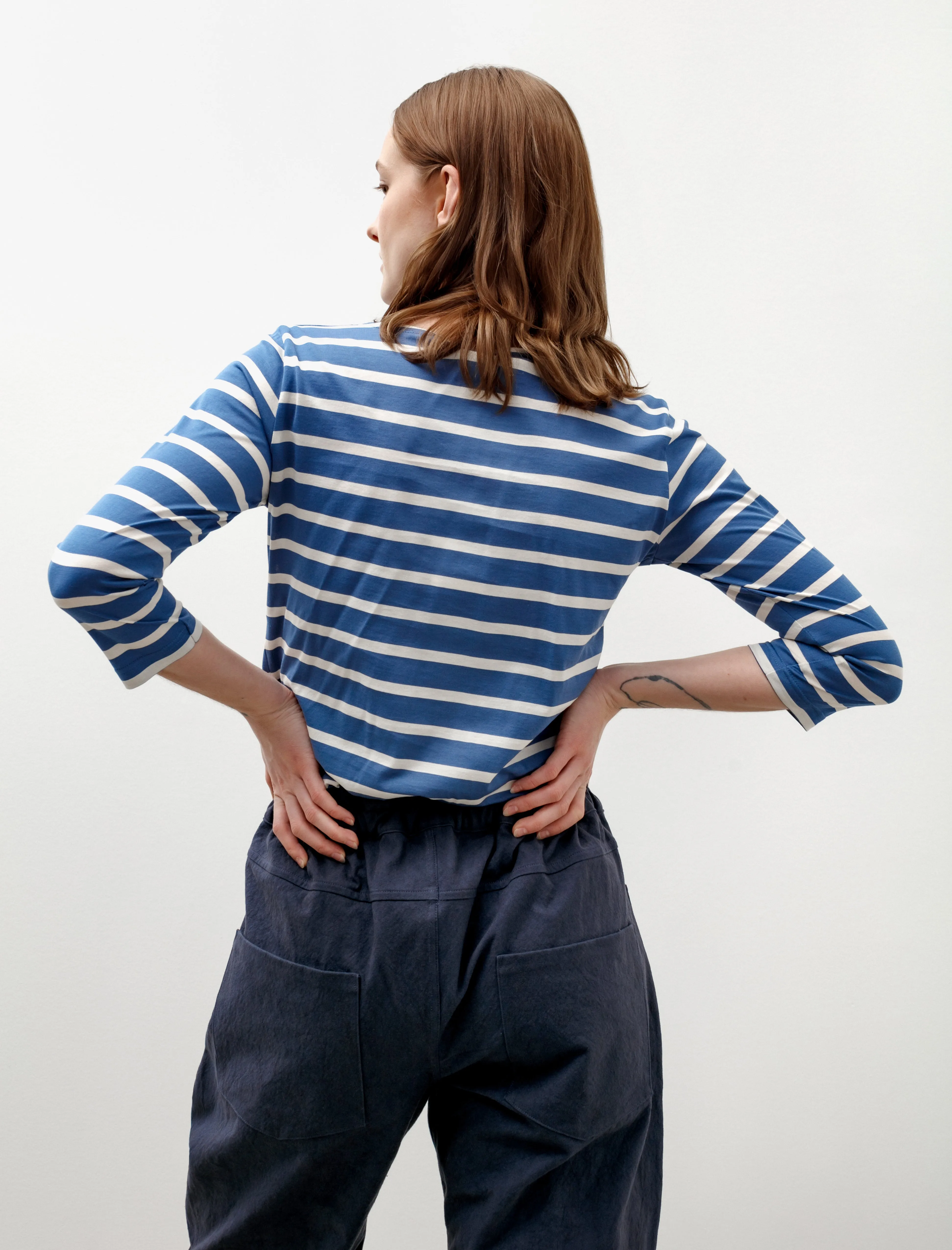 3/4 Sleeve Boat Neck T-Shirt Bluestone/Ecru sold by SHOP NEIGHBOR product image thumbnail 3