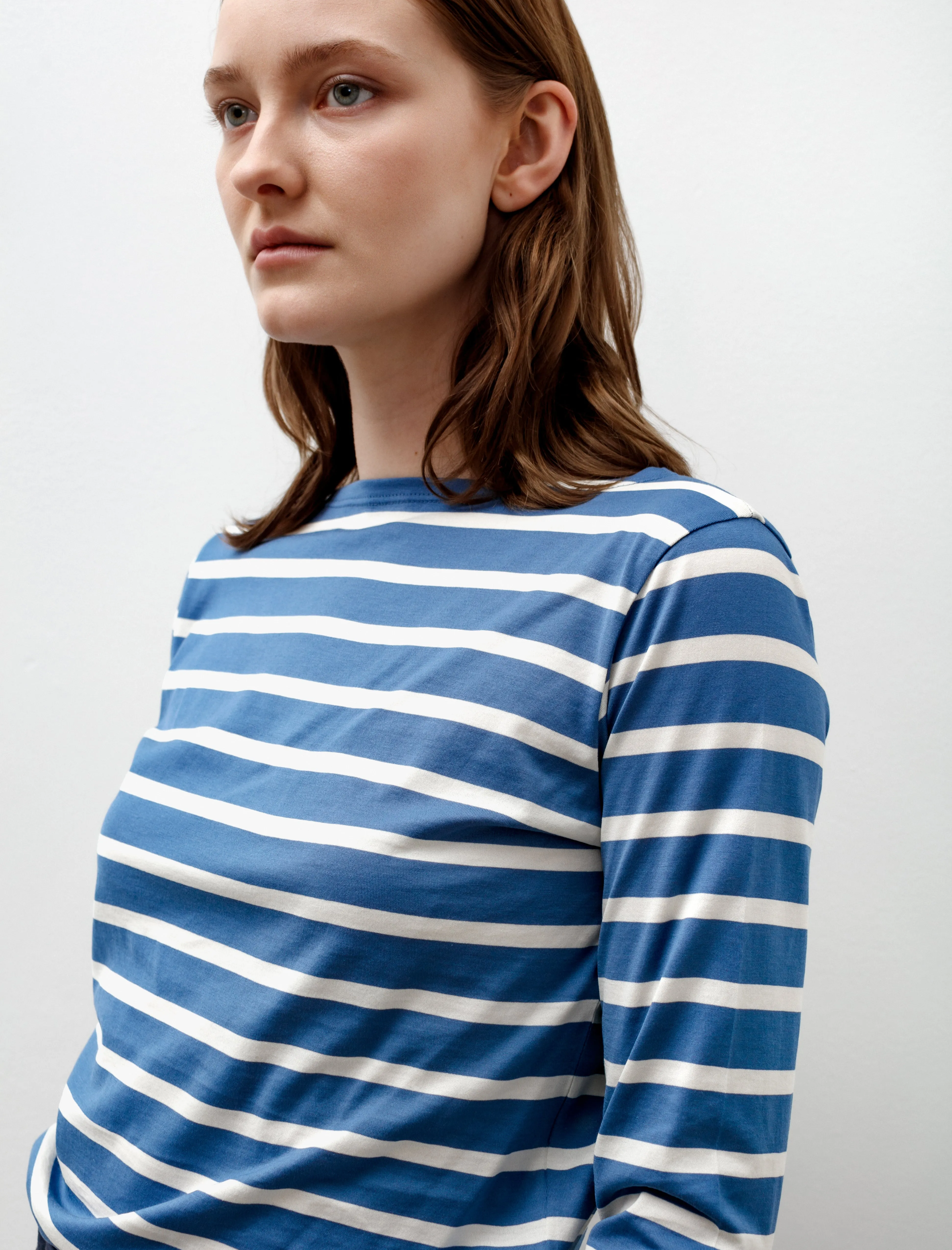 3/4 Sleeve Boat Neck T-Shirt Bluestone/Ecru sold by SHOP NEIGHBOR product image thumbnail 2