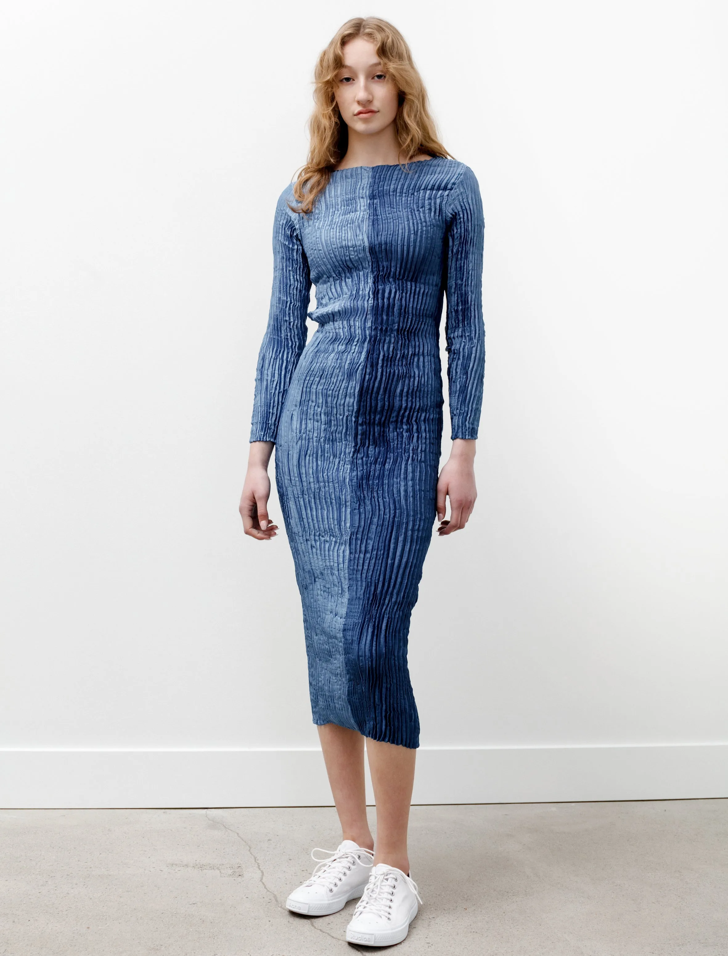 Long Sleeve Dress Indigo Two Tone sold by SHOP NEIGHBOR