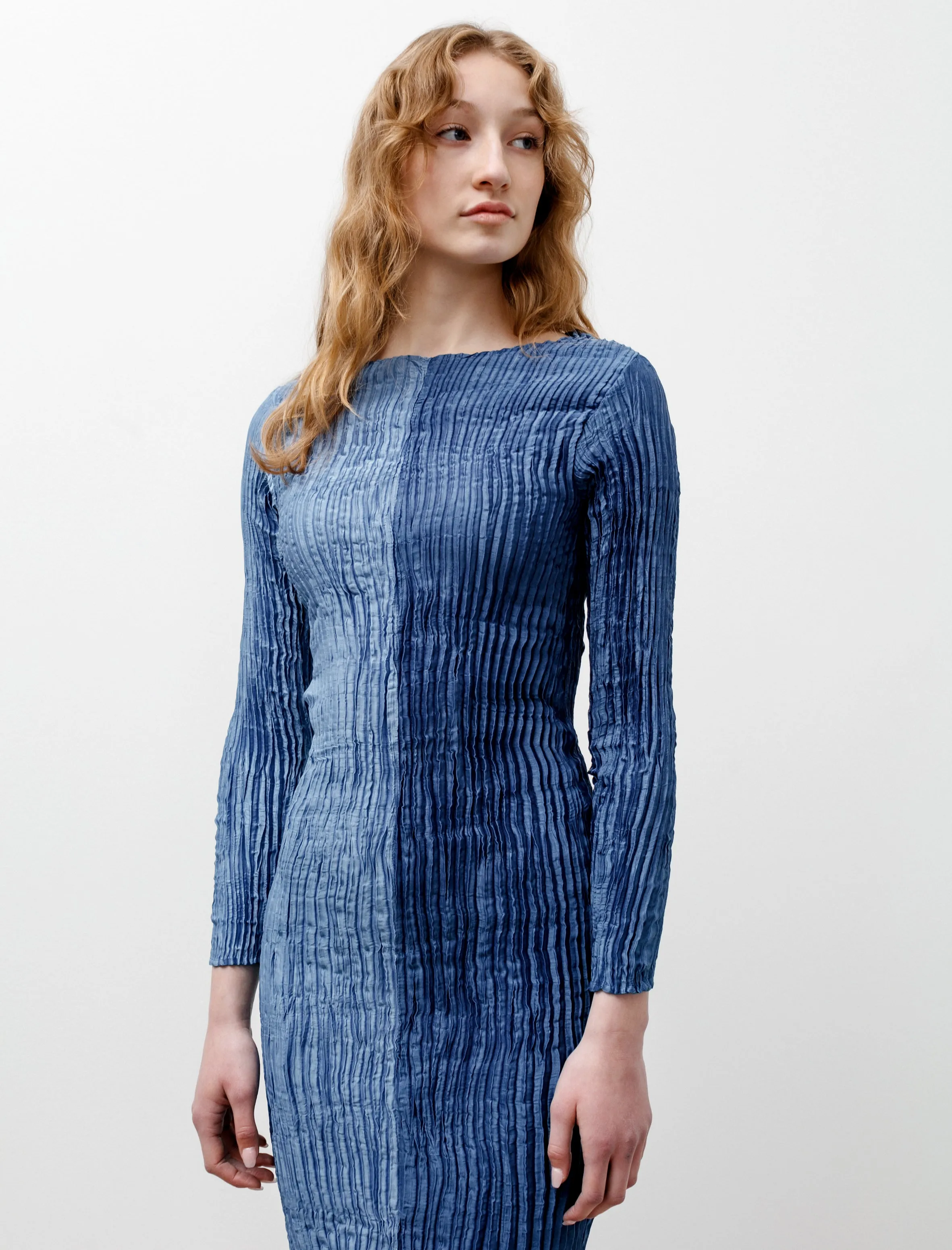 Long Sleeve Dress Indigo Two Tone sold by SHOP NEIGHBOR product image thumbnail 2