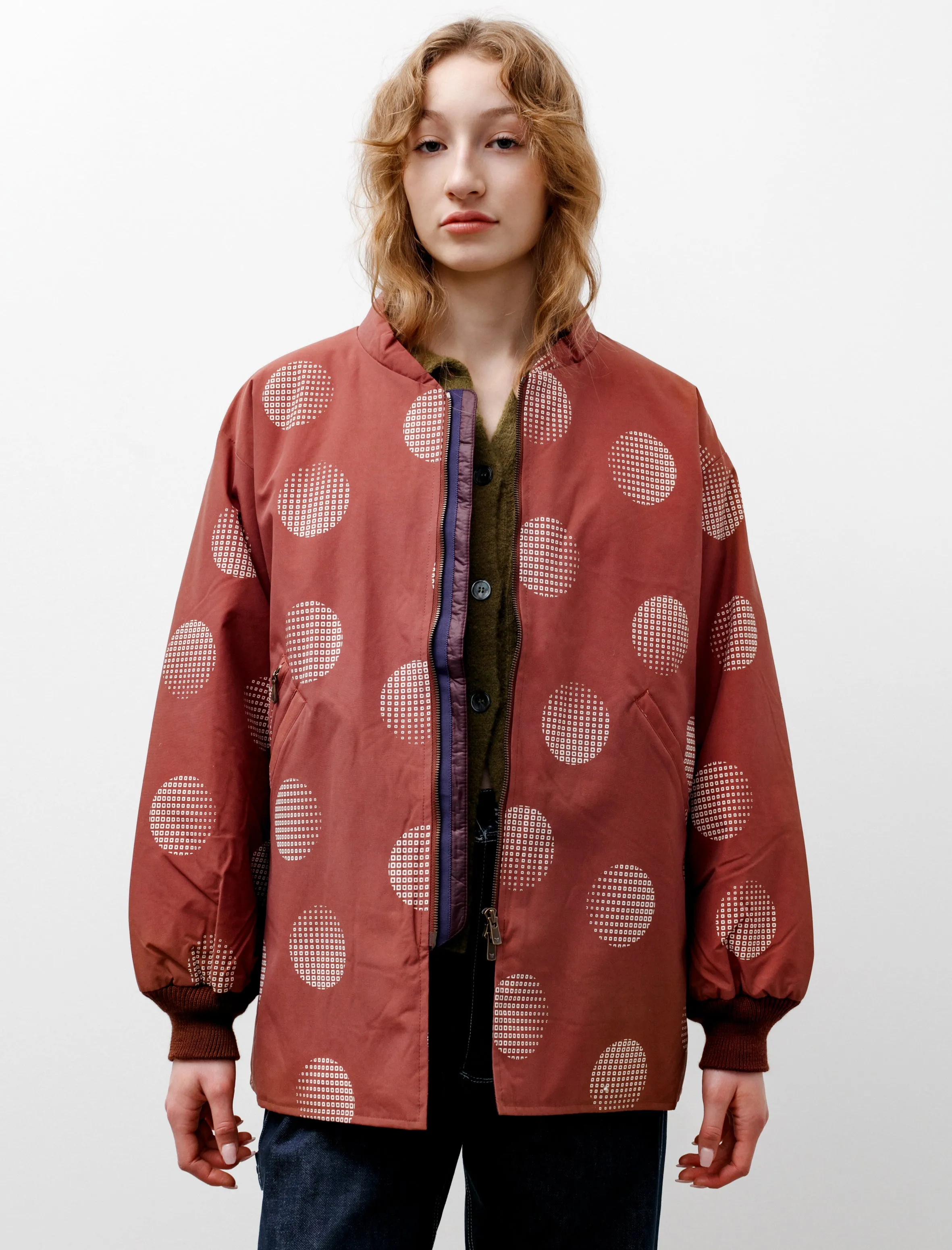 Sur Coat Printed Nylon Brick Brown sold by SHOP NEIGHBOR