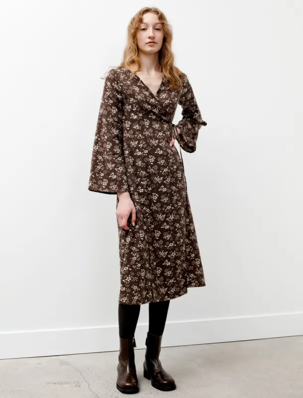 Wrap Dress Wool Viyella Floral made by Needles Womens