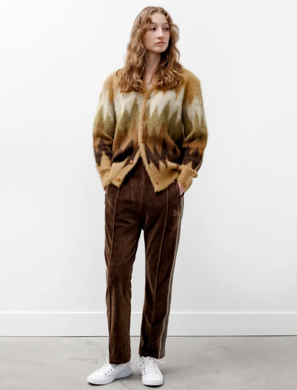 Narrow Track Pants Velour Brown made by Needles Womens