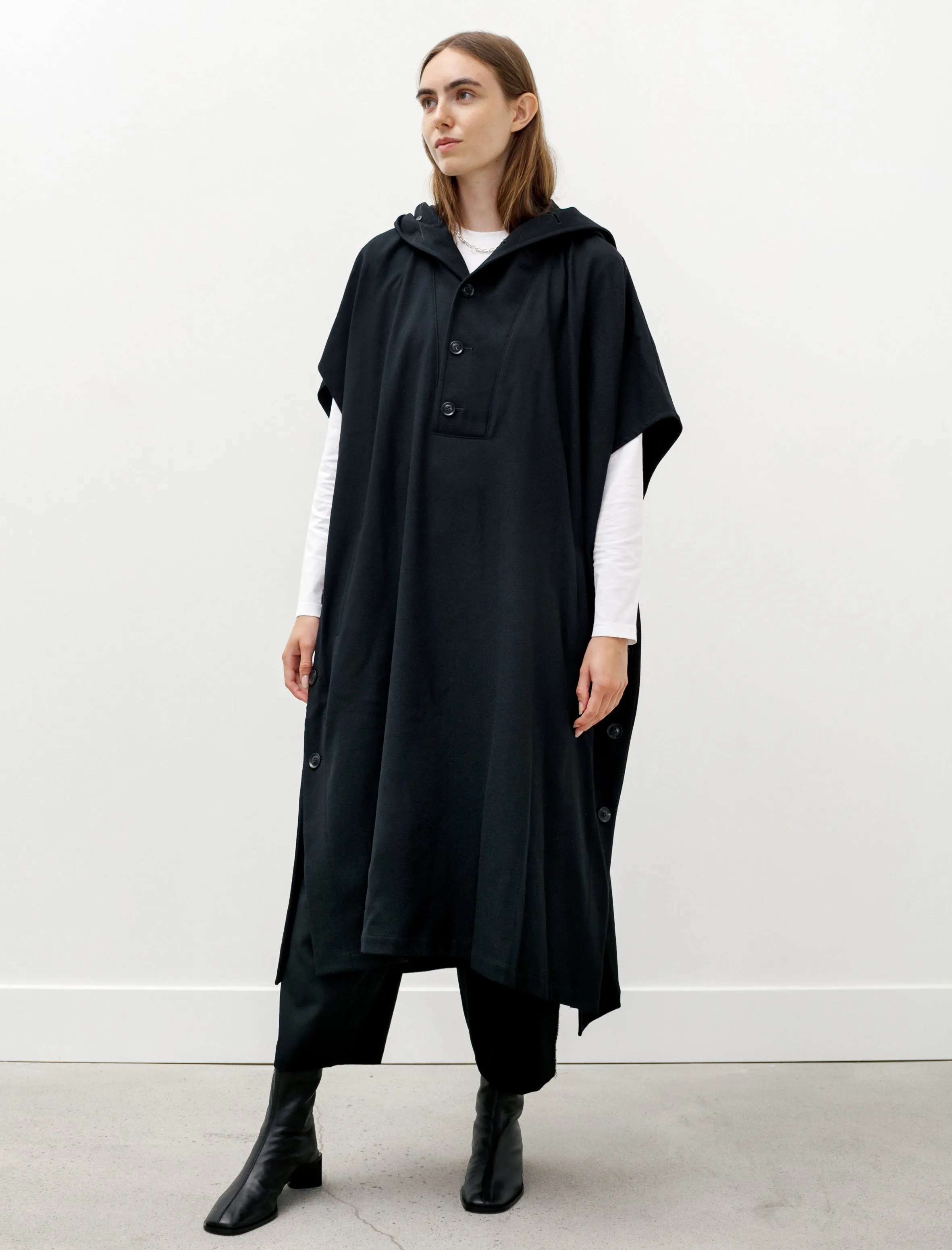 Hooded Poncho Dress Black sold by SHOP NEIGHBOR