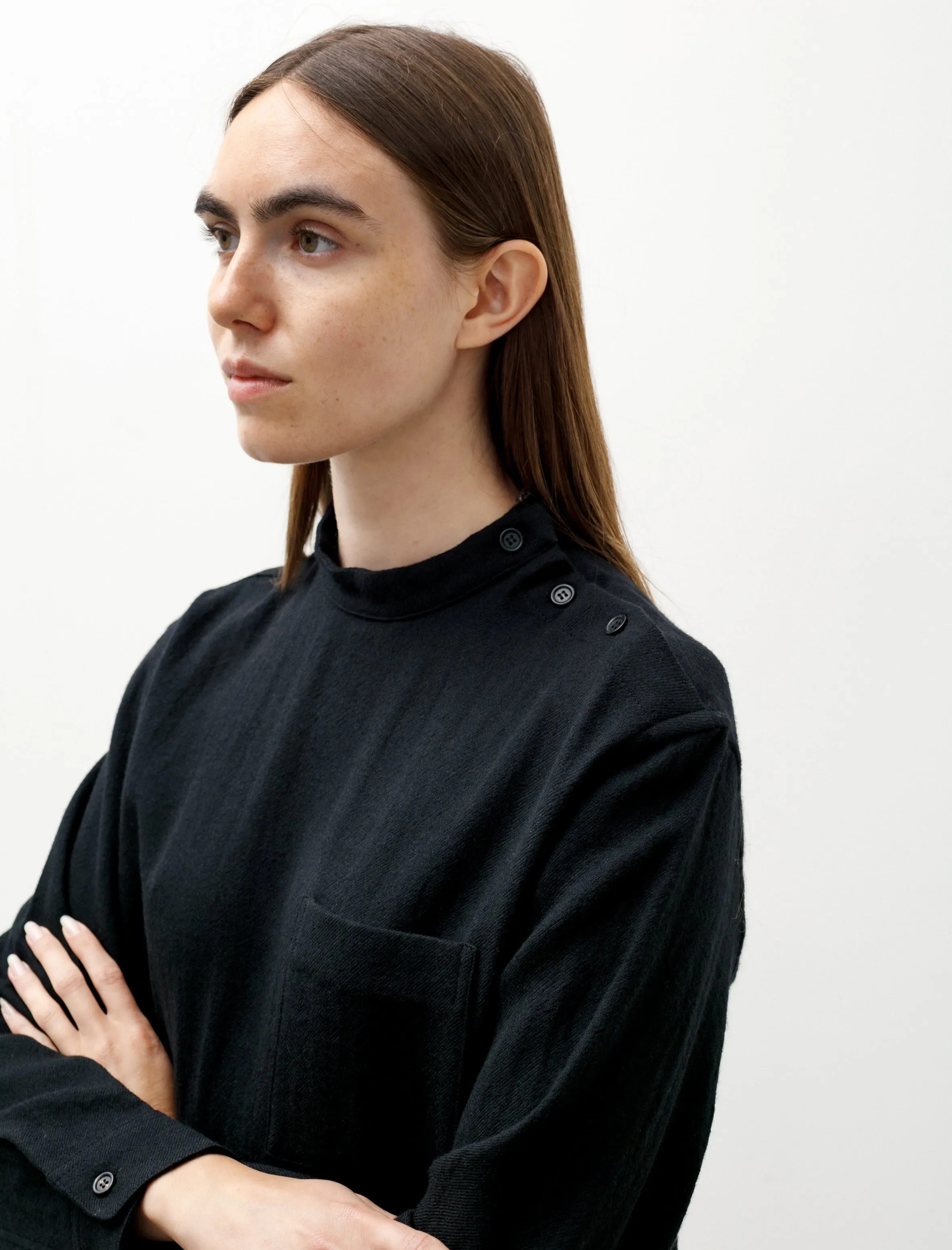 Mao Collar Top Carded Wool Black sold by SHOP NEIGHBOR product image thumbnail 2