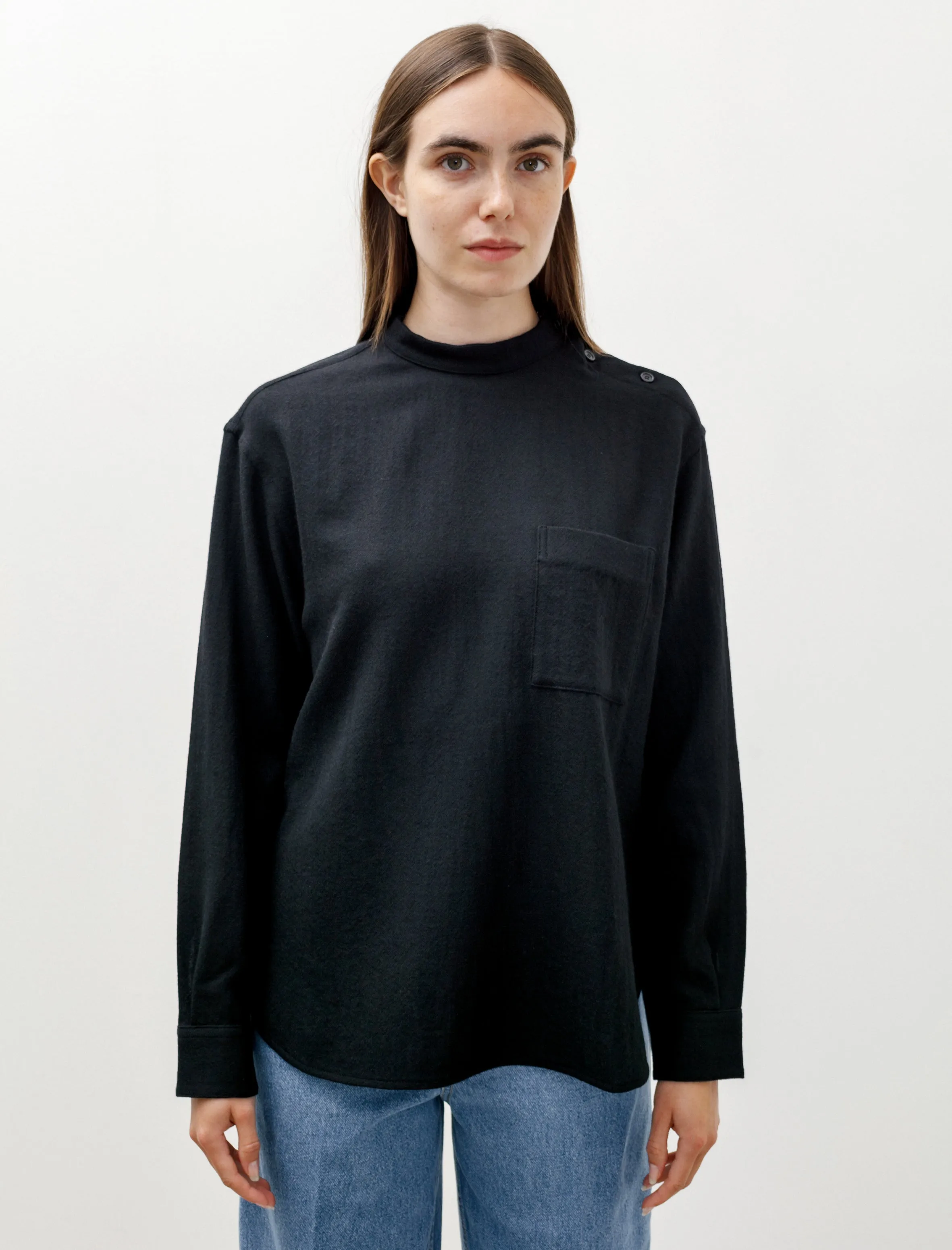 Mao Collar Top Carded Wool Black sold by SHOP NEIGHBOR