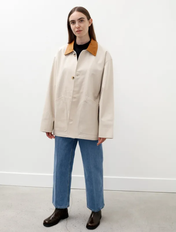Oversized Blouson with Leather Patch Chalk sold by SHOP NEIGHBOR