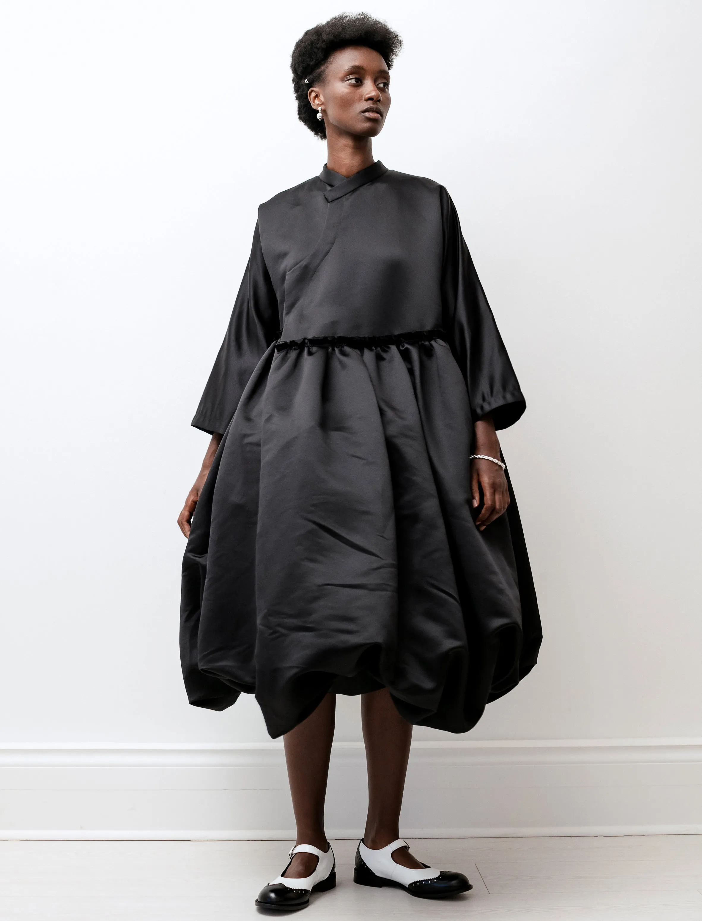 Satin High Neck Balloon Hem Dress Black sold by SHOP NEIGHBOR product image thumbnail 3