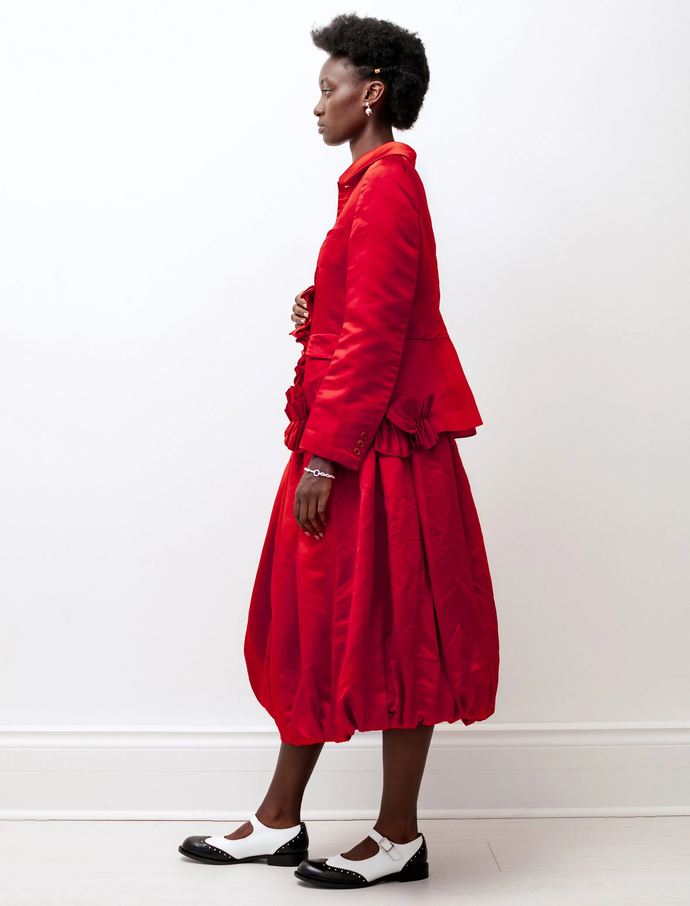 Satin Balloon Hem Skirt Lipstick Red sold by SHOP NEIGHBOR product image thumbnail 3