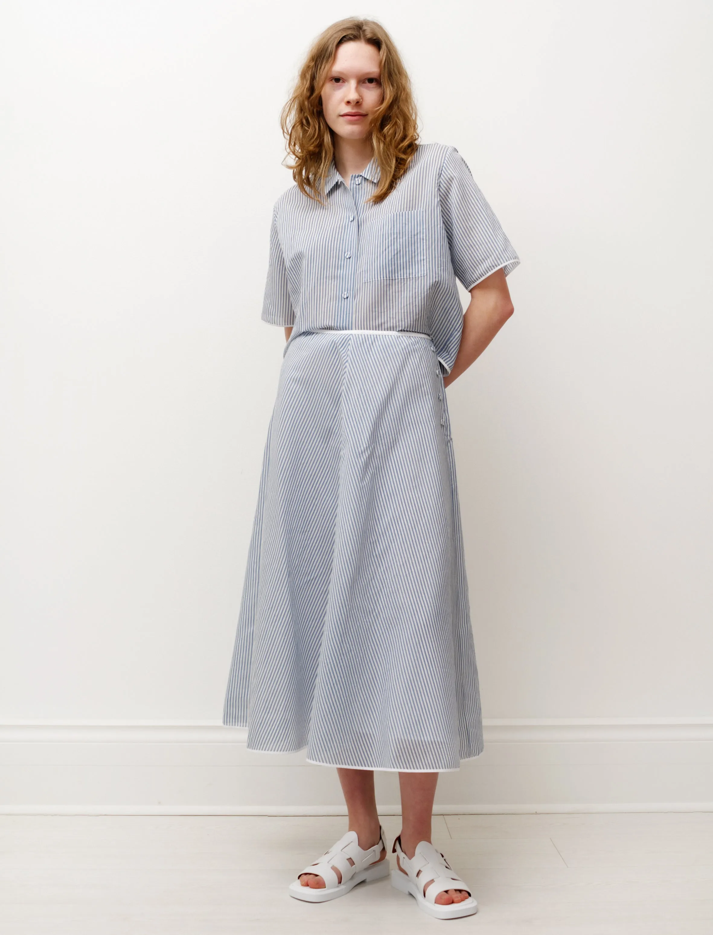 Bias Skirt Organza Blue/White Stripes sold by SHOP NEIGHBOR