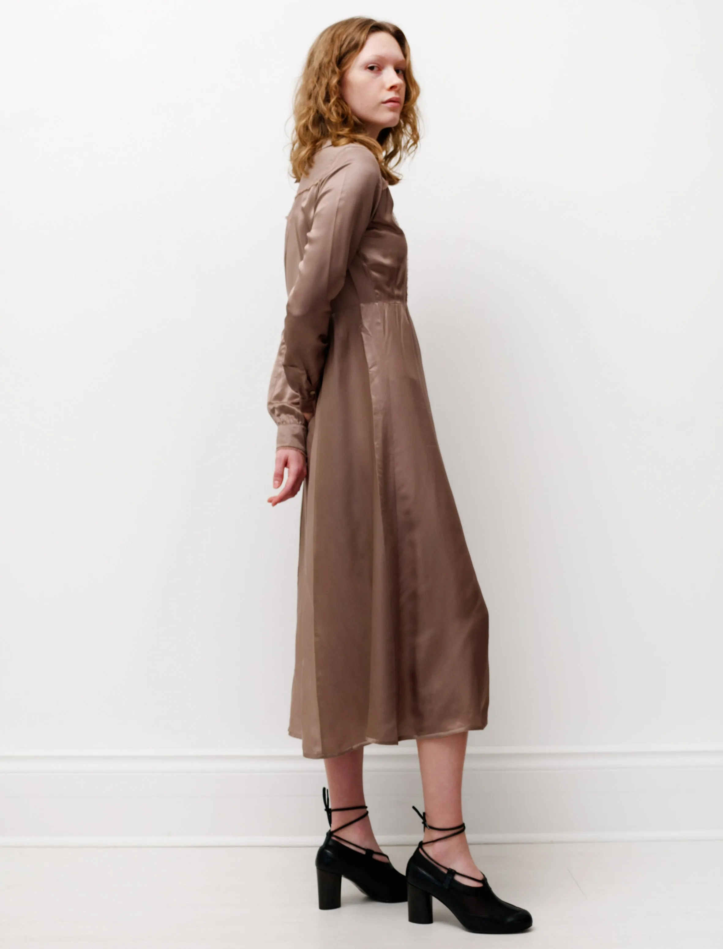Satin Long Sleeve Dress Mink sold by SHOP NEIGHBOR
