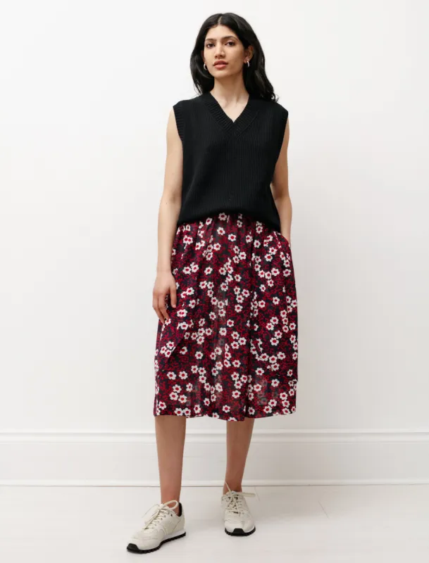 Floral Layered Skirt Navy/Red made by SHOP NEIGHBOR