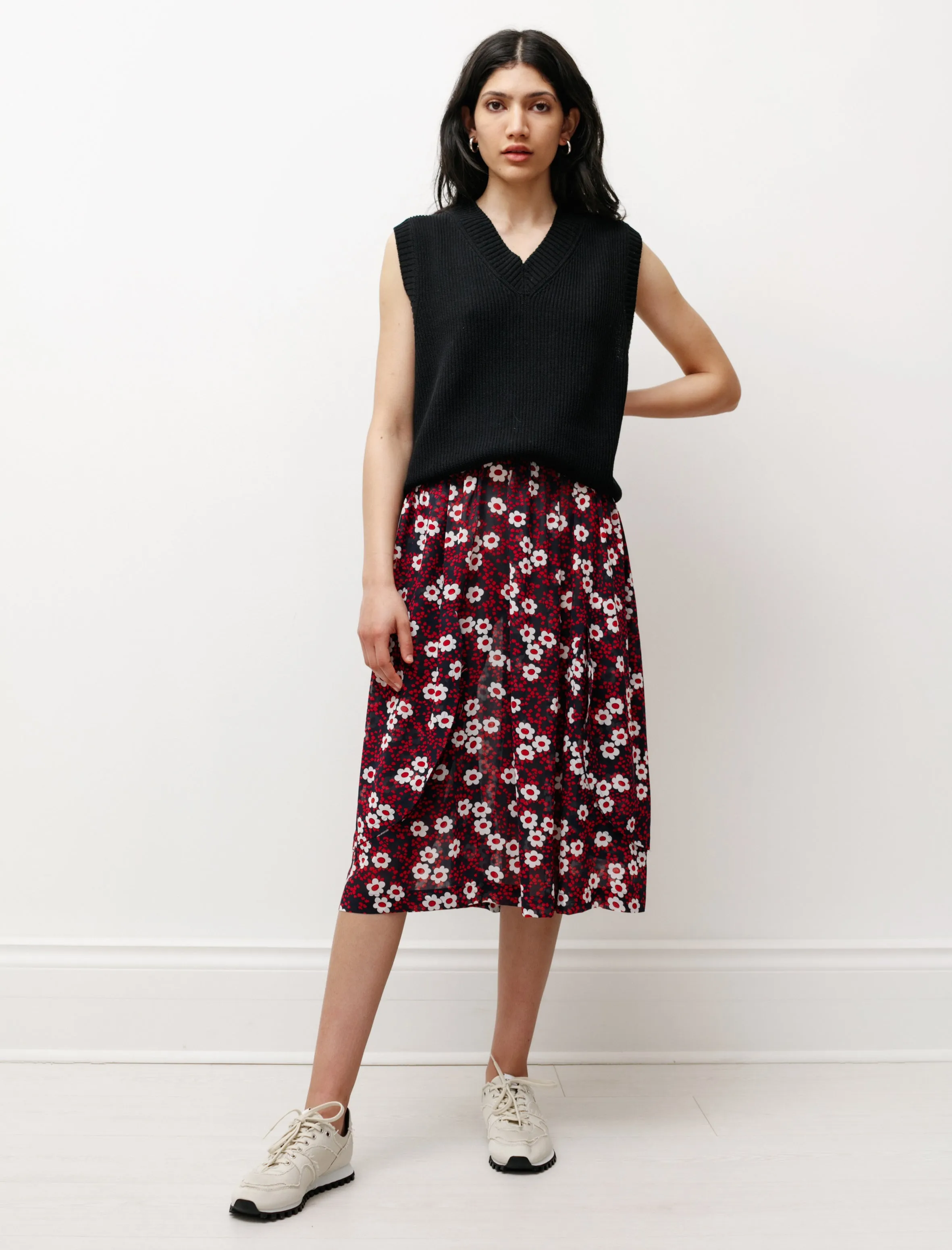 Floral Layered Skirt Navy/Red sold by SHOP NEIGHBOR product image thumbnail 3