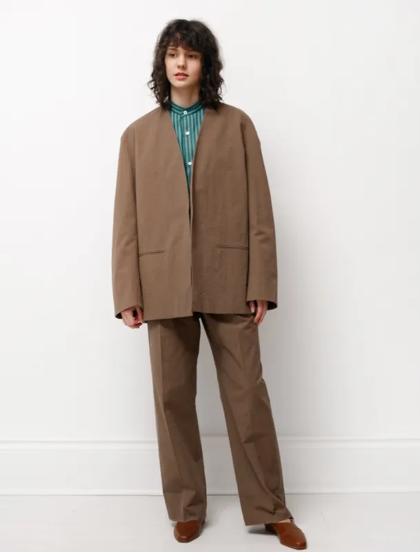 Collarless Jacket Brown made by SHOP NEIGHBOR