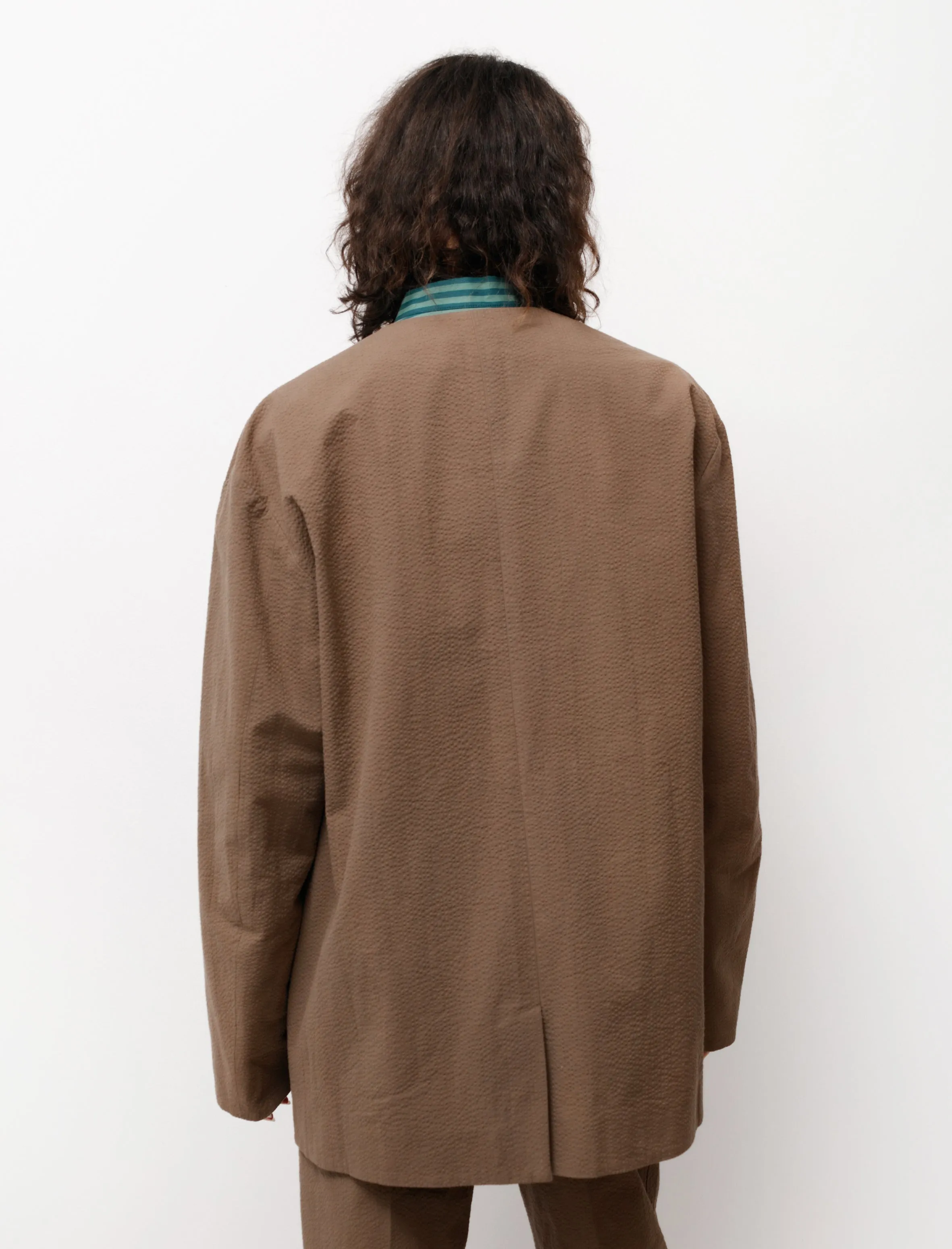 Collarless Jacket Brown sold by SHOP NEIGHBOR product image thumbnail 5